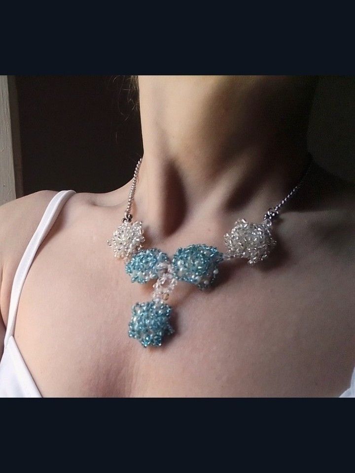Handmade Necklace earrings. Rose shape. Turquoise/silver. Elegant. Size ONE SIZE - 8 Thumbnail