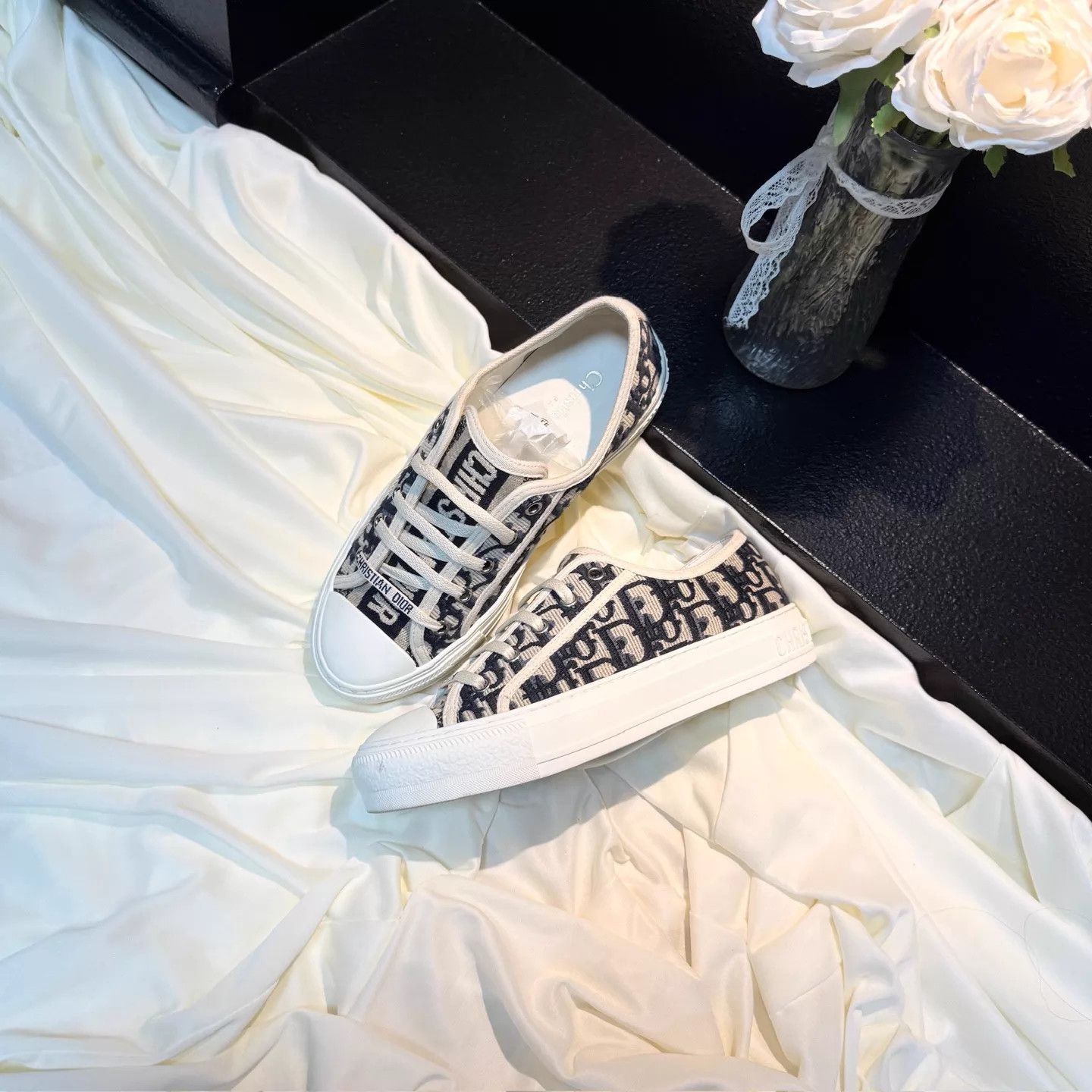 Dior Dior White&Blue DR Embroidered Sneakers 36 99 New Size US 5.5 / IT 35.5 - 1 Thumbnail