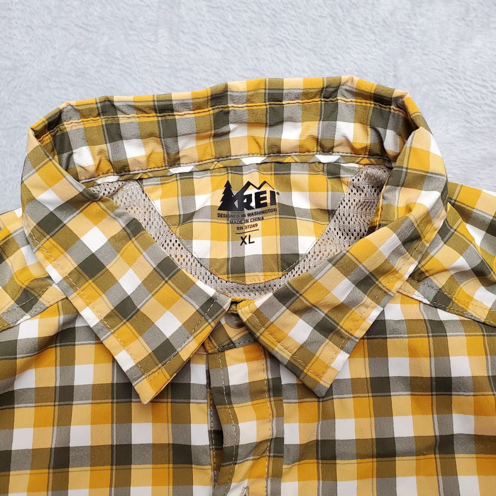 Vintage REI Shirt Mens XL Orange Plaid Short Sleeve Polyester Performance Vented Outdoor Size US XL / EU 56 / 4 - 5 Thumbnail