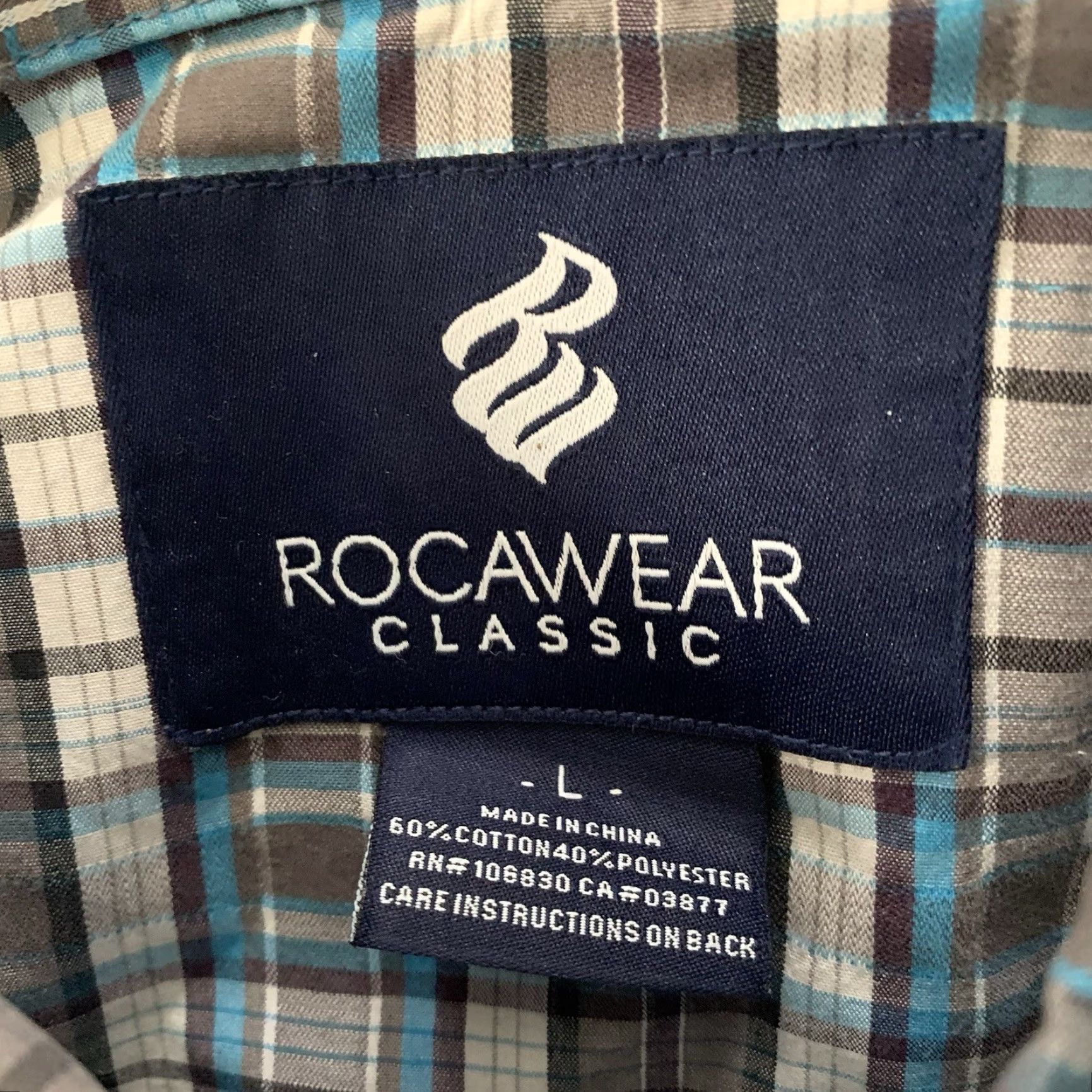 Rocawear Rocawear Shirt Mens Large Gray Plaid Long Sleeve Button Down Single Pocket Size US L / EU 52-54 / 3 - 2 Thumbnail