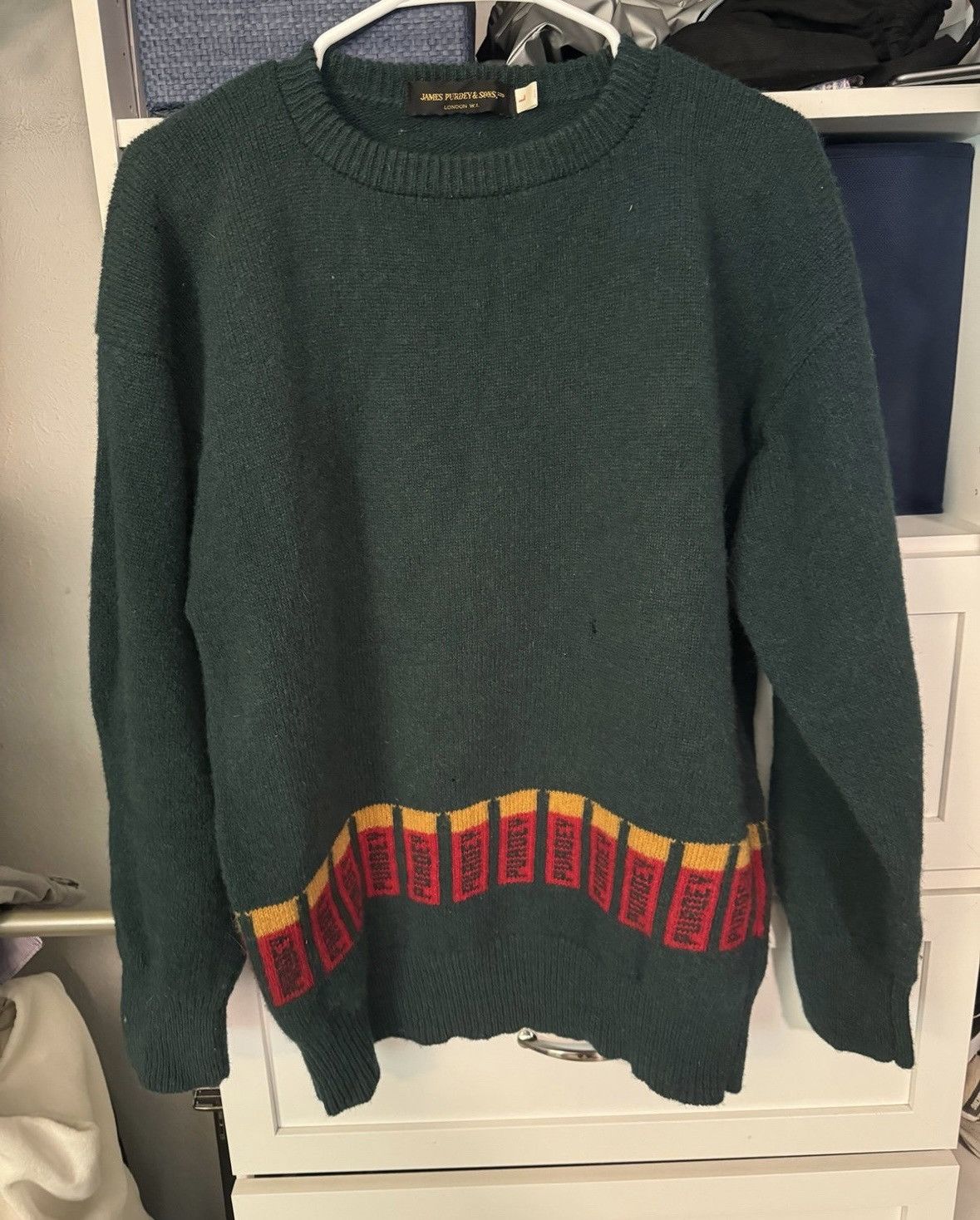 Vintage James Purdey & Sons Men’s L Pure New Wool Bespoke Sweater Size US L / EU 52-54 / 3 - 4 Thumbnail