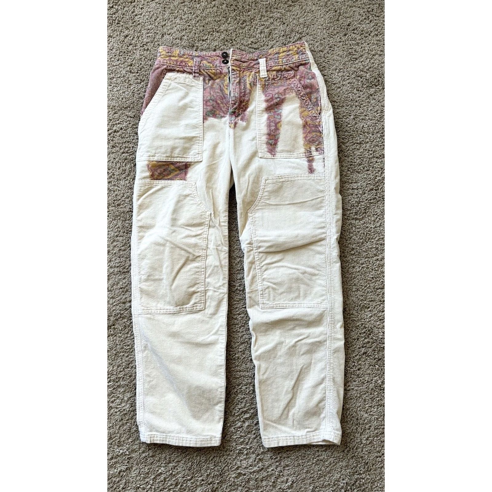 Anthropologie Anthropologie The Wanderer Utility Pants, Cargo, Cotton Blend, Floral, Zipper, 28, Regular, Tapered, Women, Inseam 29.5 in, Neutral, New with Tag Size 28" / US 6 / IT 42 - 2 Thumbnail