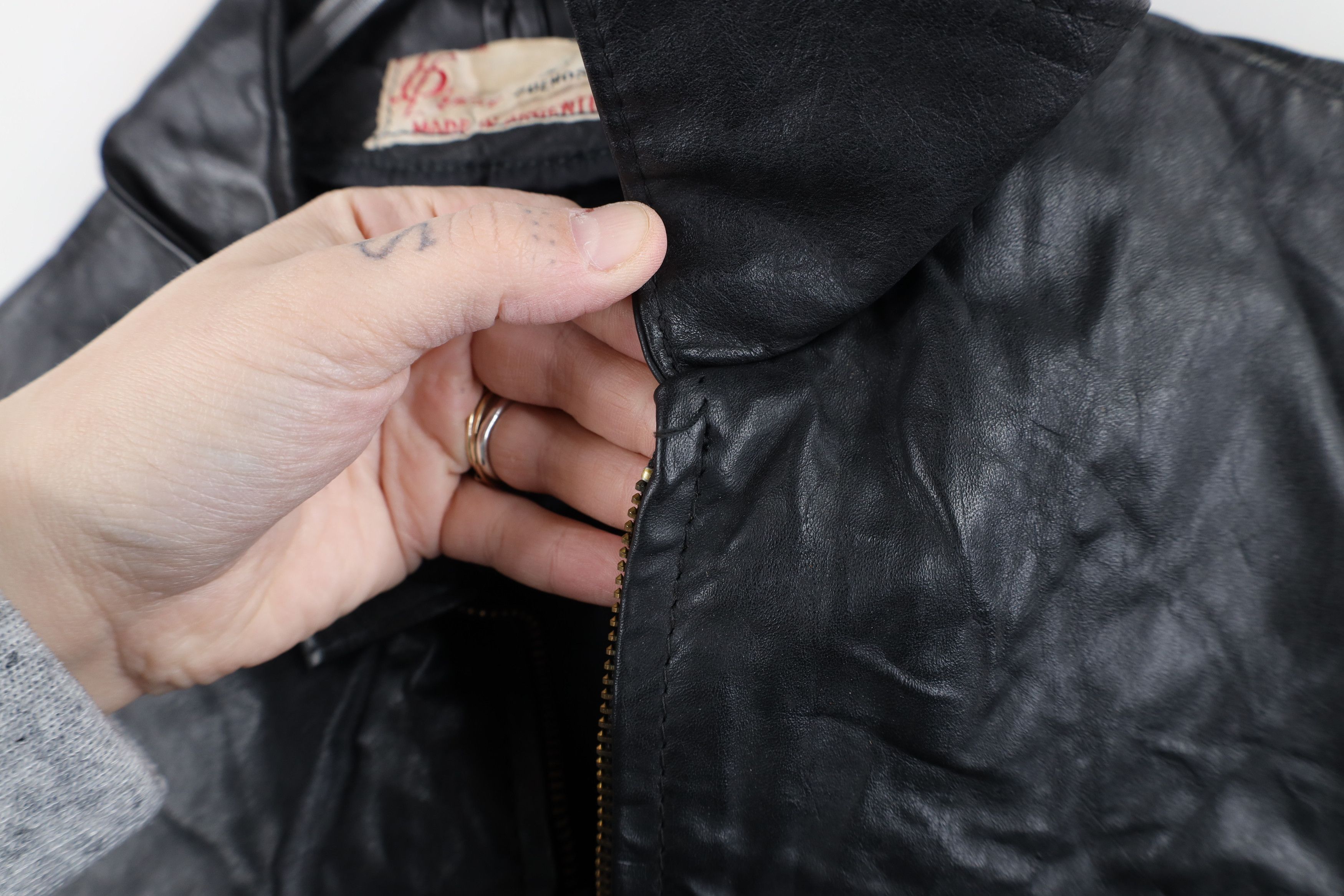 Vintage Vintage 60s 70s Streetwear Leather Bomber Jacket Black Size M / US 6-8 / IT 42-44 - 7 Thumbnail
