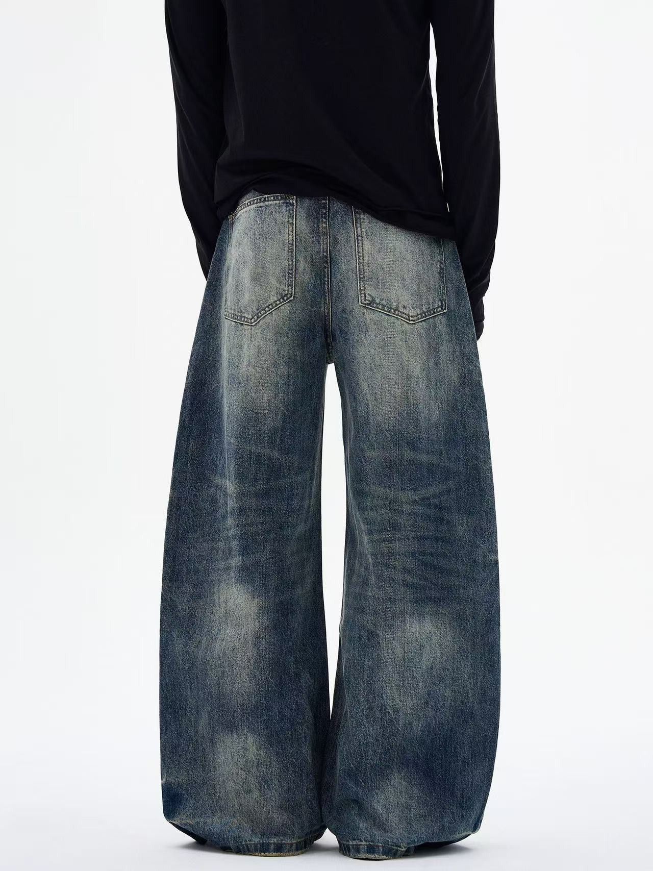 Vintage Retro washed distressed loose straight curved cleanfit jeans Size US 32 / EU 48 - 4 Thumbnail
