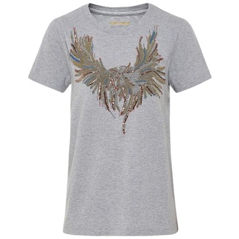 Zadig & Voltaire ZADIG AND VOLTAIRE Walk Embellished Eagle T Shirt in grey Size S / US 4 / IT 40 - 2 Thumbnail