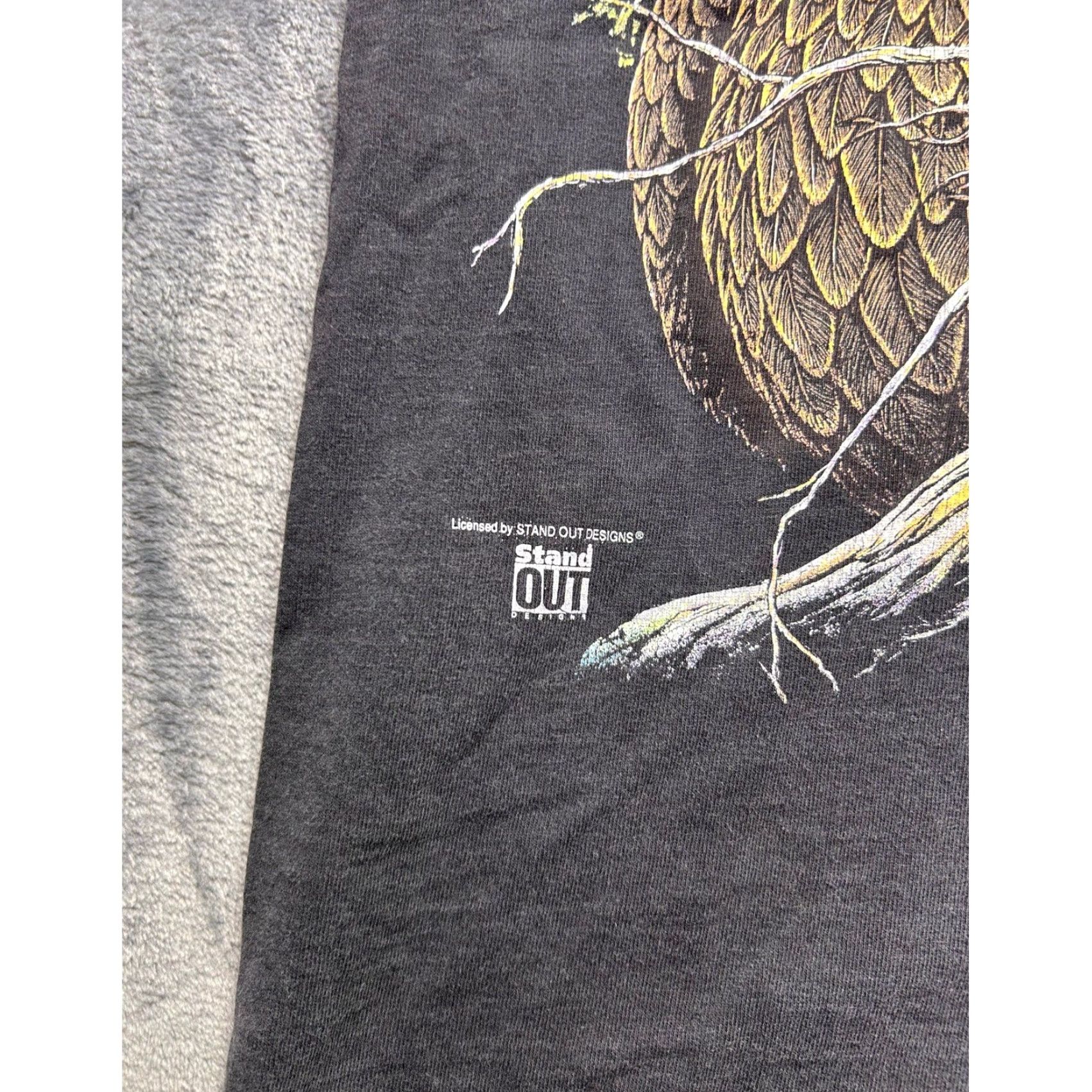 Tultex VINTAGE Bald Eagle AOP T Shirt Tultex Large Toronto Canada USA Made Shirt Mens L Black 90s Outdoor Animals Graphic Print USA Made Size US L / EU 52-54 / 3 - 4 Thumbnail