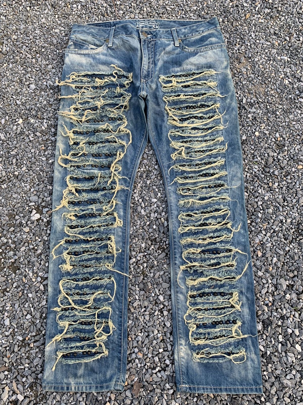 ROBIN’S JEANS💥MARLON SLIM DESTROY WASHED STUD AND CRYSTALS