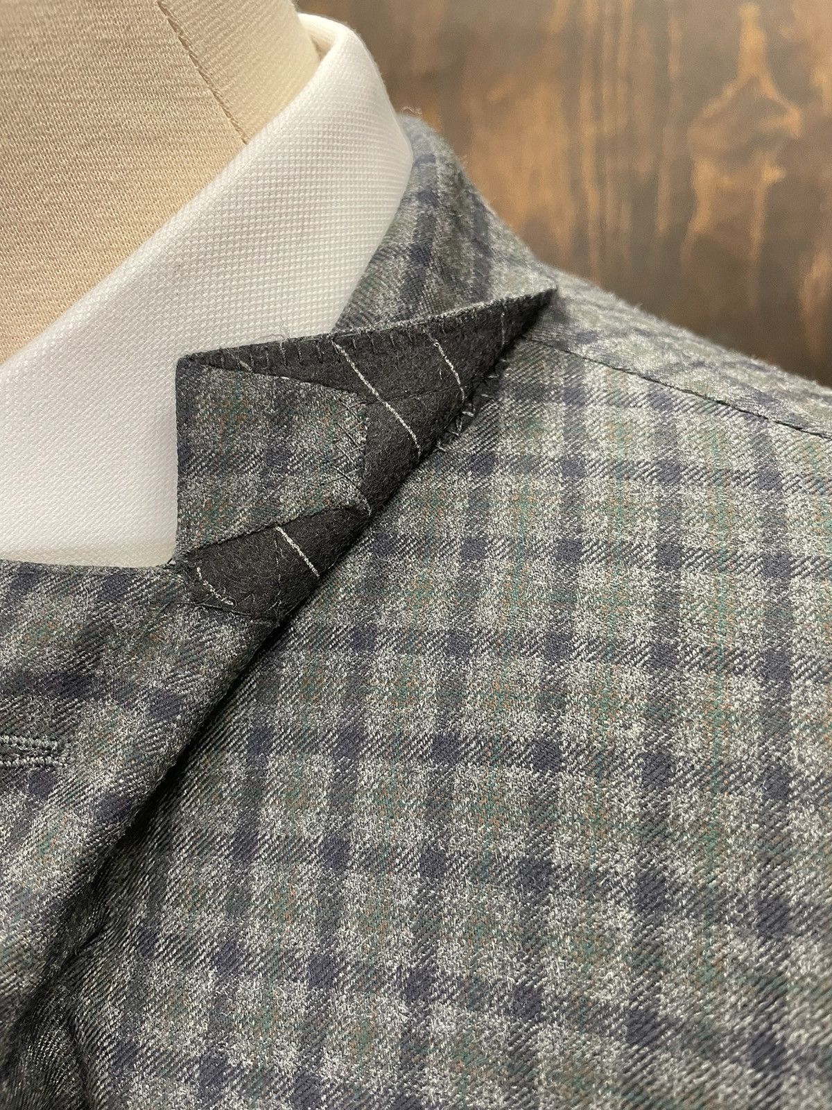 Ermenegildo Zegna Small Check Print Two-Button Jacket Size 44L - 3 Thumbnail
