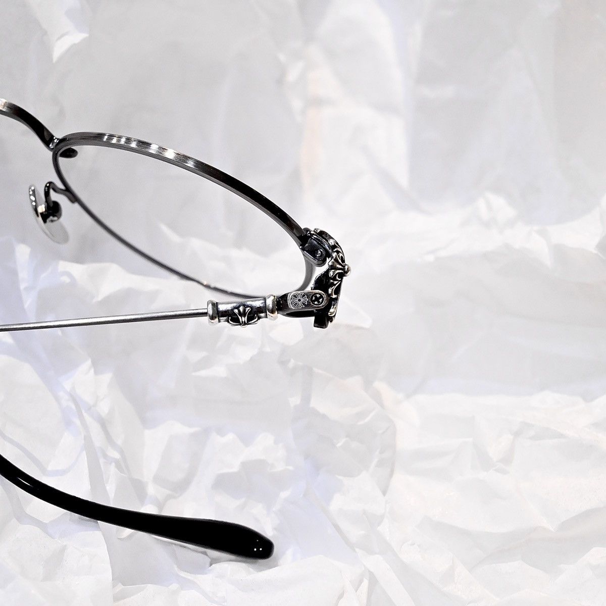 Chrome Hearts CHROME HEARTS BUBBA-A ANTIQUE SILVER- BLACK PLASTIC GLASSES Size ONE SIZE - 4 Thumbnail