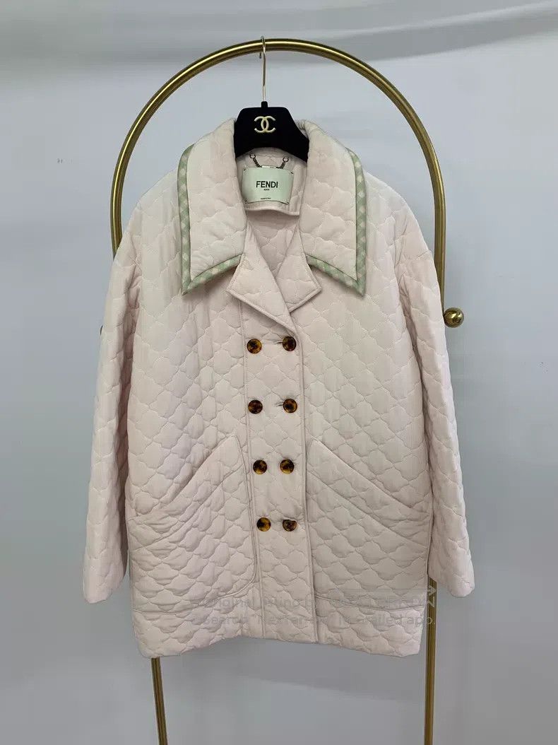 Fendi Fendi Pink Double-Breasted Cotton Jacket Size XXS / US 00 / IT 34 - 1 Thumbnail