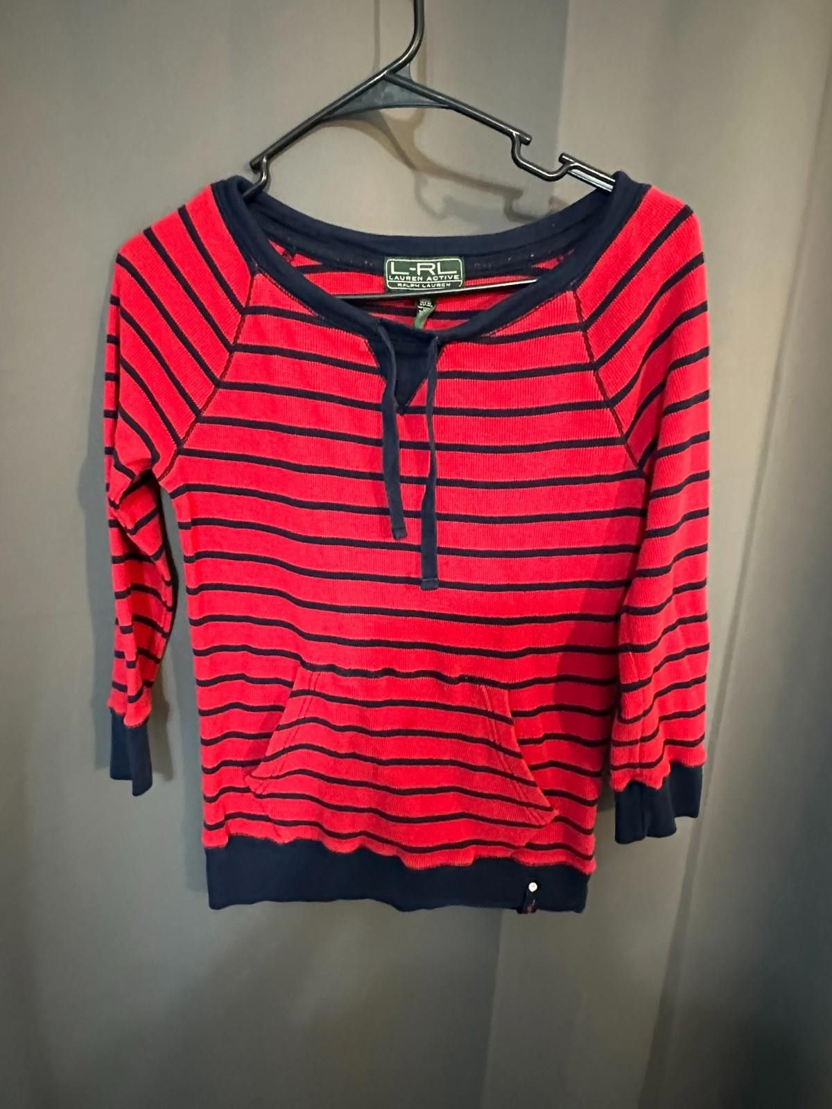 Designer Ralph Lauren Activewear S/P Red Navy Stripe-long sleeve Size S / US 4 / IT 40 - 2 Thumbnail
