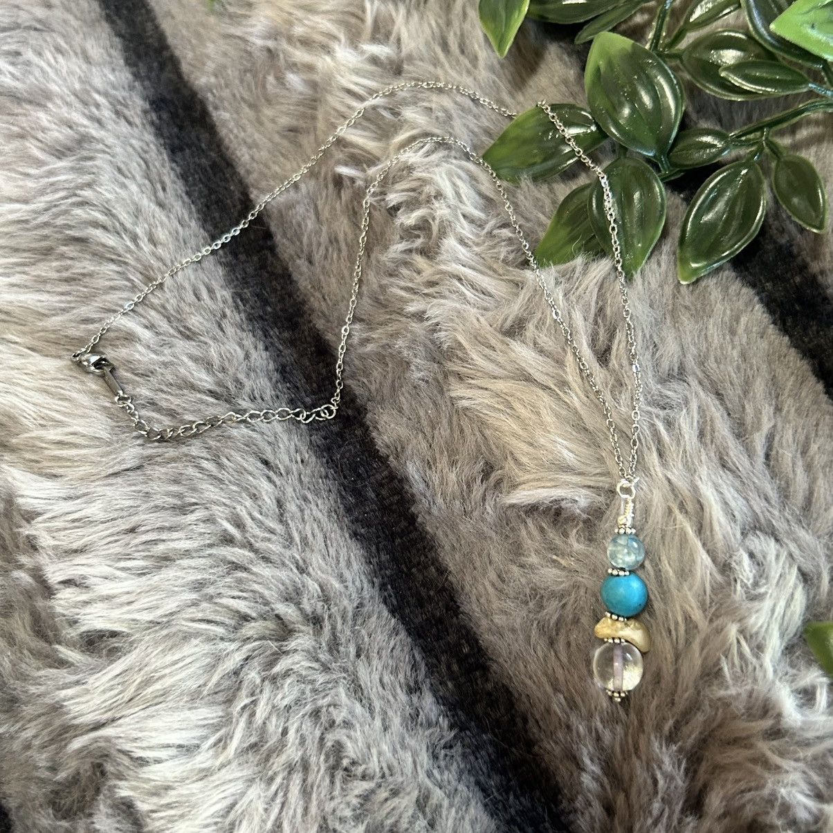 Handmade Handcrafted elegant genuine stone pendant on chain necklace Size ONE SIZE - 6 Thumbnail