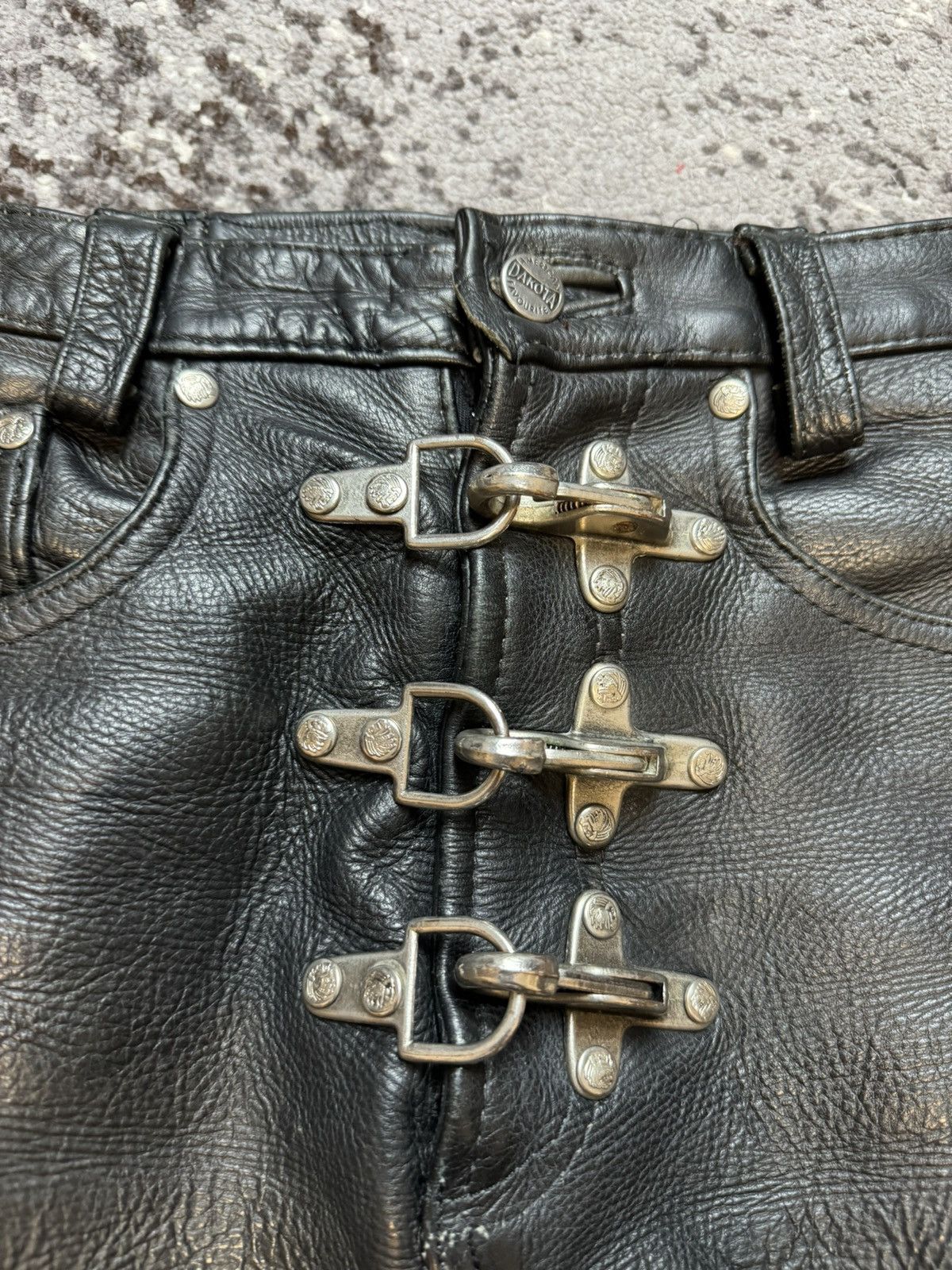 If Six Was Nine × Vintage Vintage Y2K BDSM leather Dakota Opium Motorcycle Skirt Cust Size US 33 - 4 Thumbnail