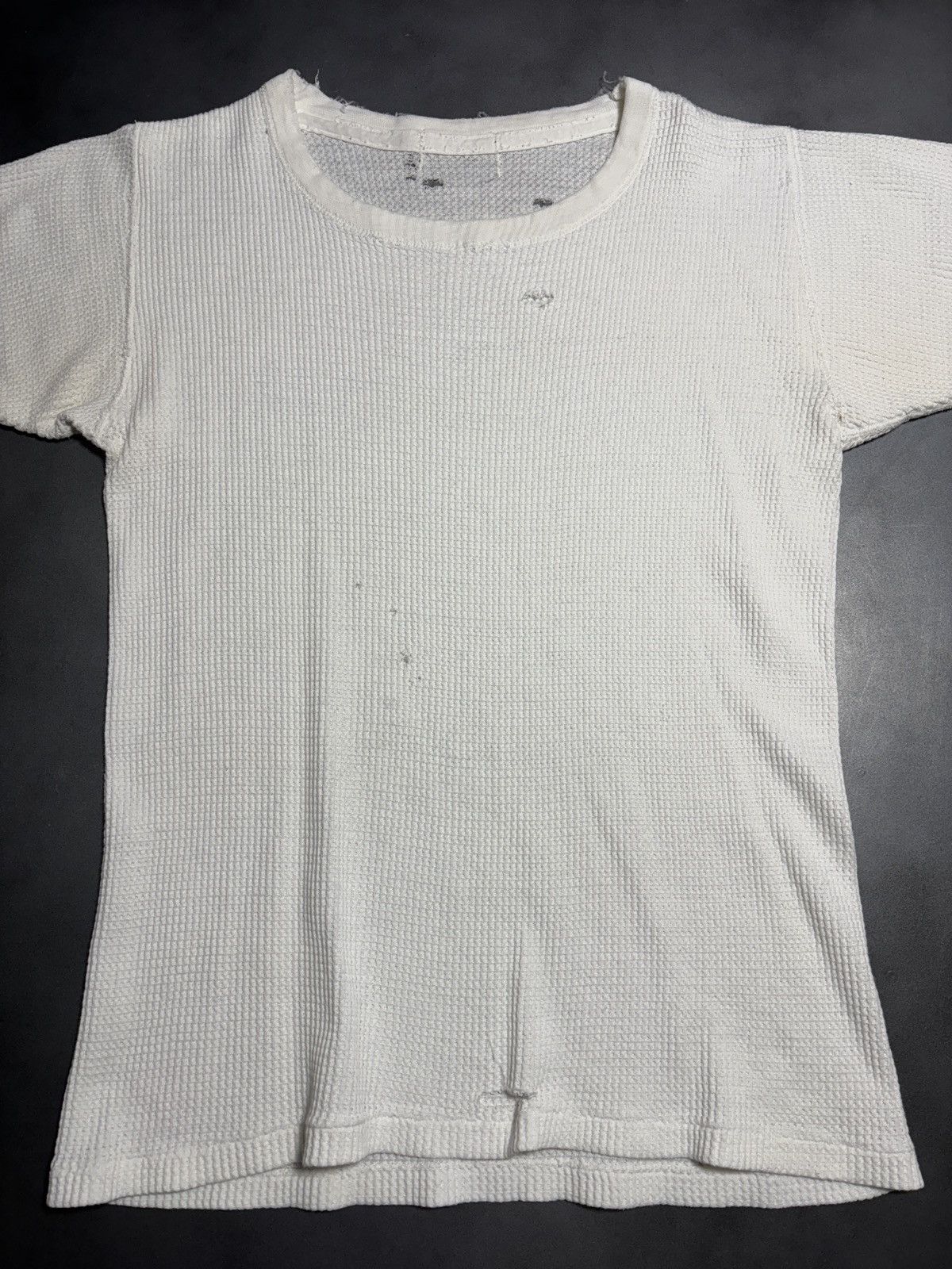 Vintage Thrashed Vintage Thermal T-Shirt Waffle Blank White Distress Size US S / EU 44-46 / 1 - 14 Thumbnail