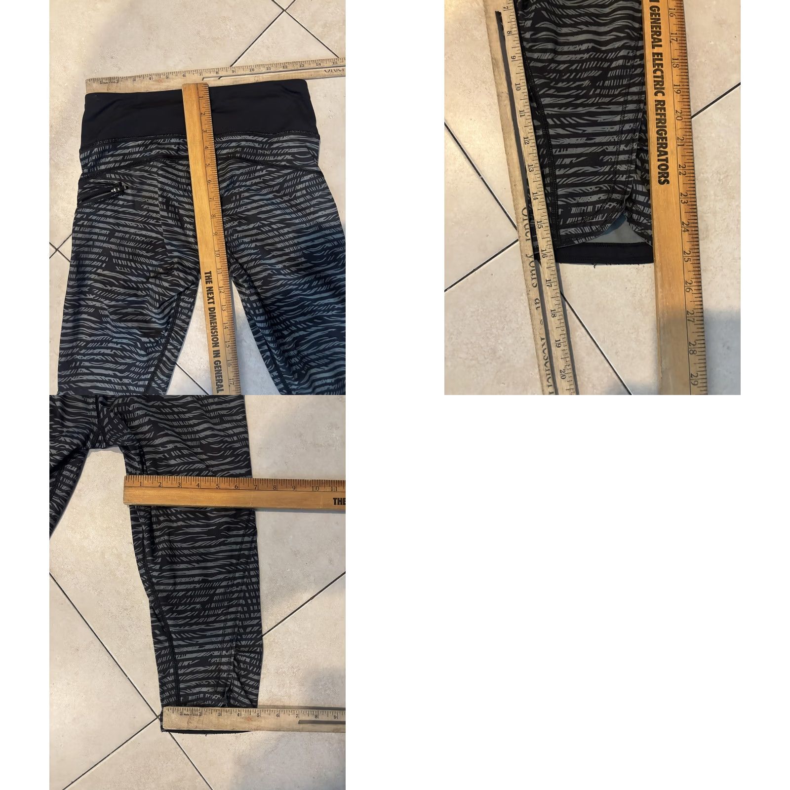 Lululemon Lululemon Womens 6 Black Gray Printed Crop Capri Leggings Pocket Athletic Size 28" / US 6 / IT 42 - 8 Thumbnail