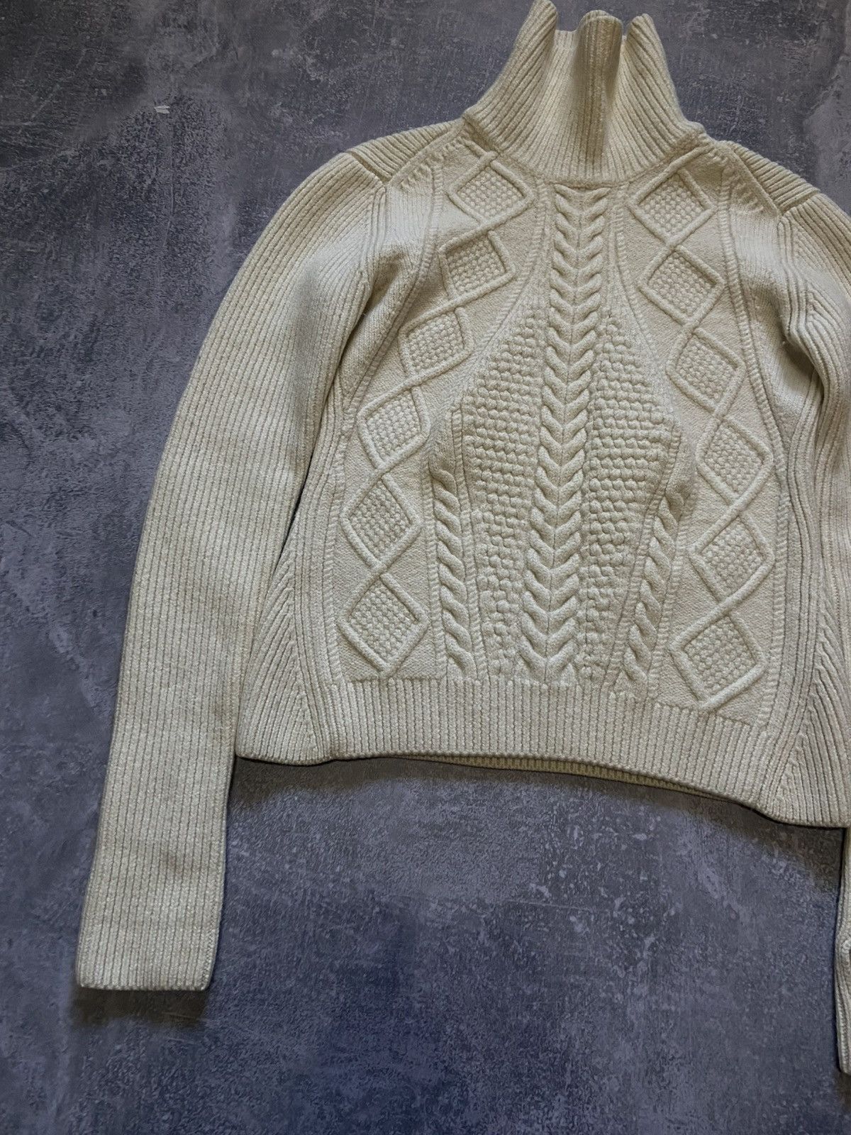 McQ Alexander McQueen Alexander McQueen Cable Knit Neck Sweater Cream Wool Size S Size S / US 4 / IT 40 - 3 Thumbnail
