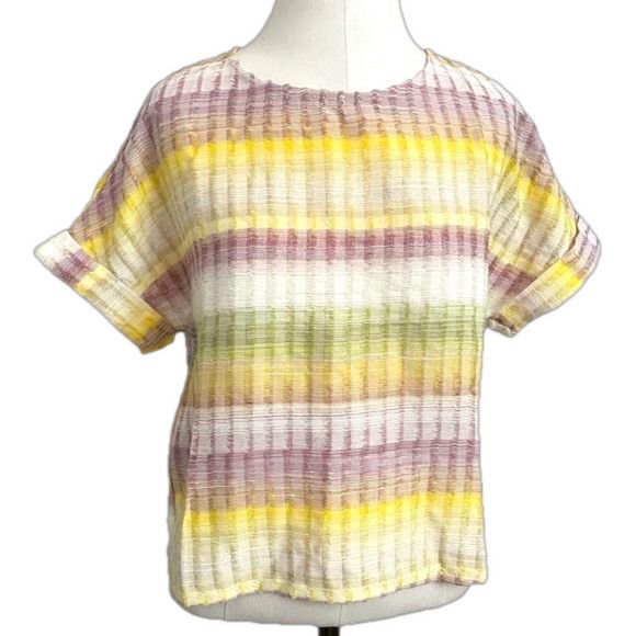 Anthropologie Dolan Johnny Ombré Striped Short Sleeve Blouse - XS/S Size S / US 4 / IT 40 - 2 Thumbnail
