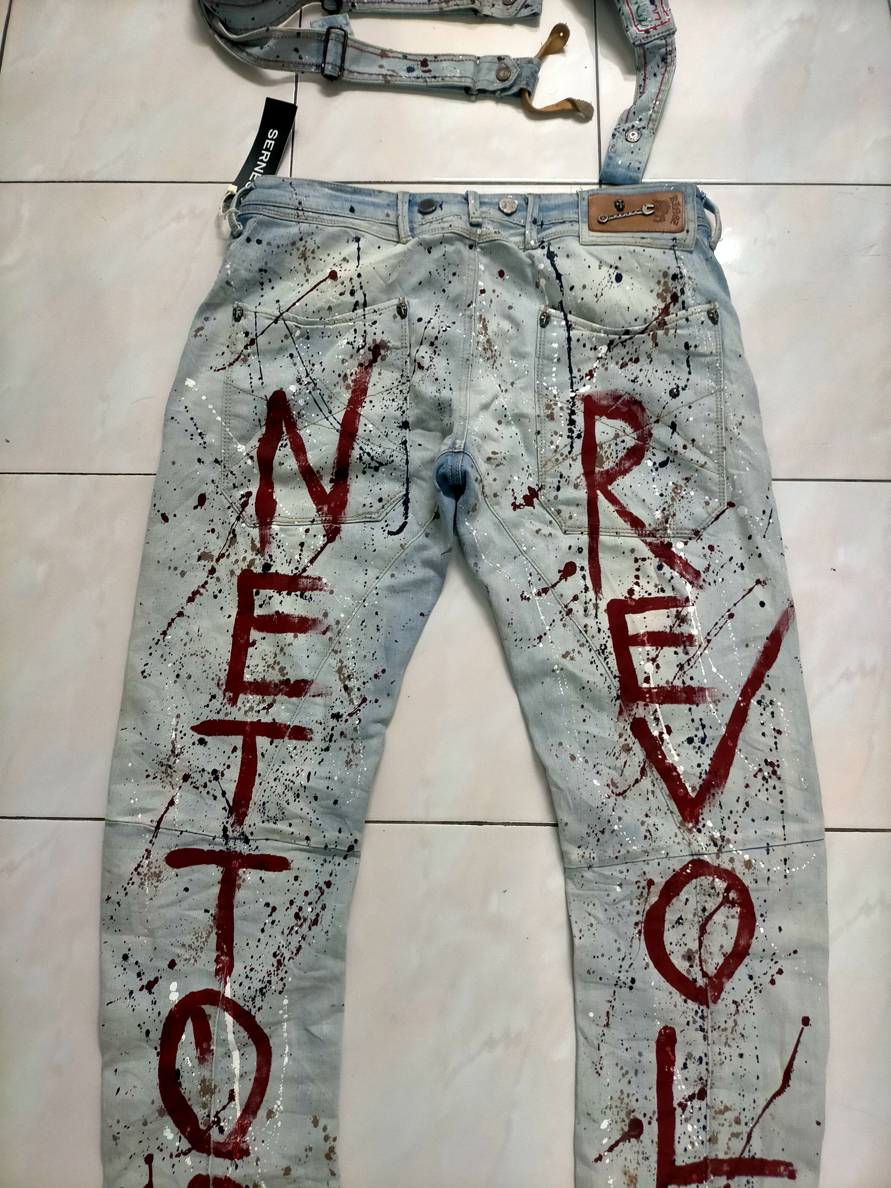 If Six Was Nine × Japanese Brand × Le Grande Bleu (L.G.B.) 🔥Rare Splatter Kingz Art Denim Crazy Design Size US 35 - 5 Thumbnail