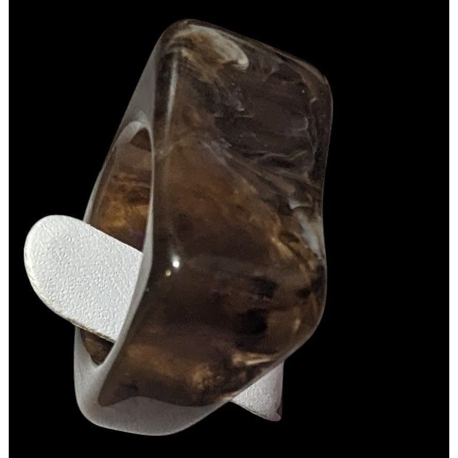 Other Dark Brown Mottled Abstract Chunky Fashion Ring Size 7 Size ONE SIZE - 5 Thumbnail