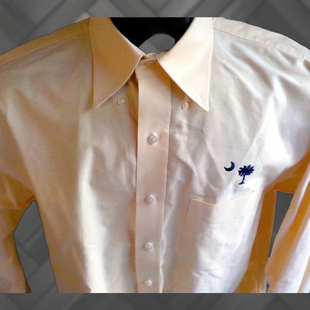 Logo 7 LUDEN'S 100% Cotton LS Button Down Shirt Peach With Navy Logo on Chest SZ LARGE Shirt Mens Size US L / EU 52-54 / 3 - 1 Thumbnail