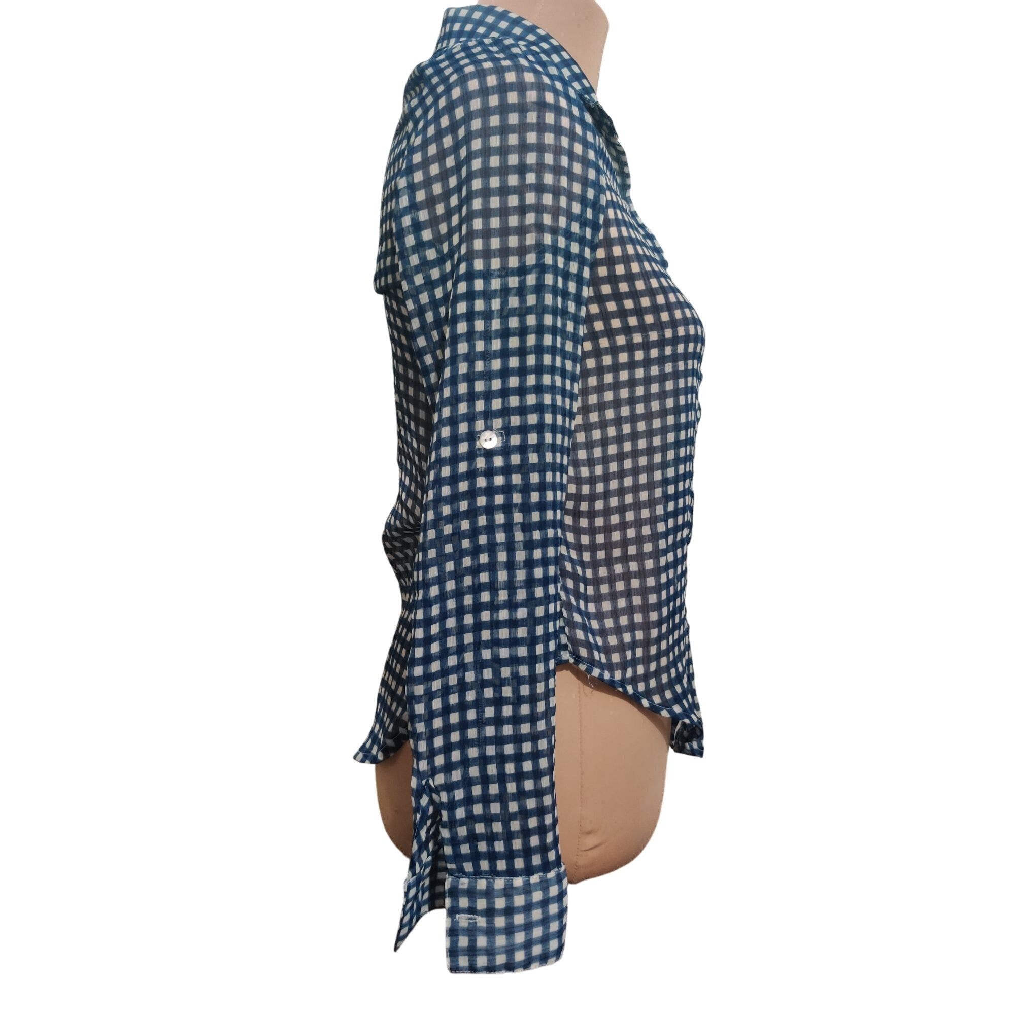 Other Living Doll Womens Shirt Sheer Checkered Button Up Preppy Ch Size XS / US 0-2 / IT 36-38 - 4 Thumbnail