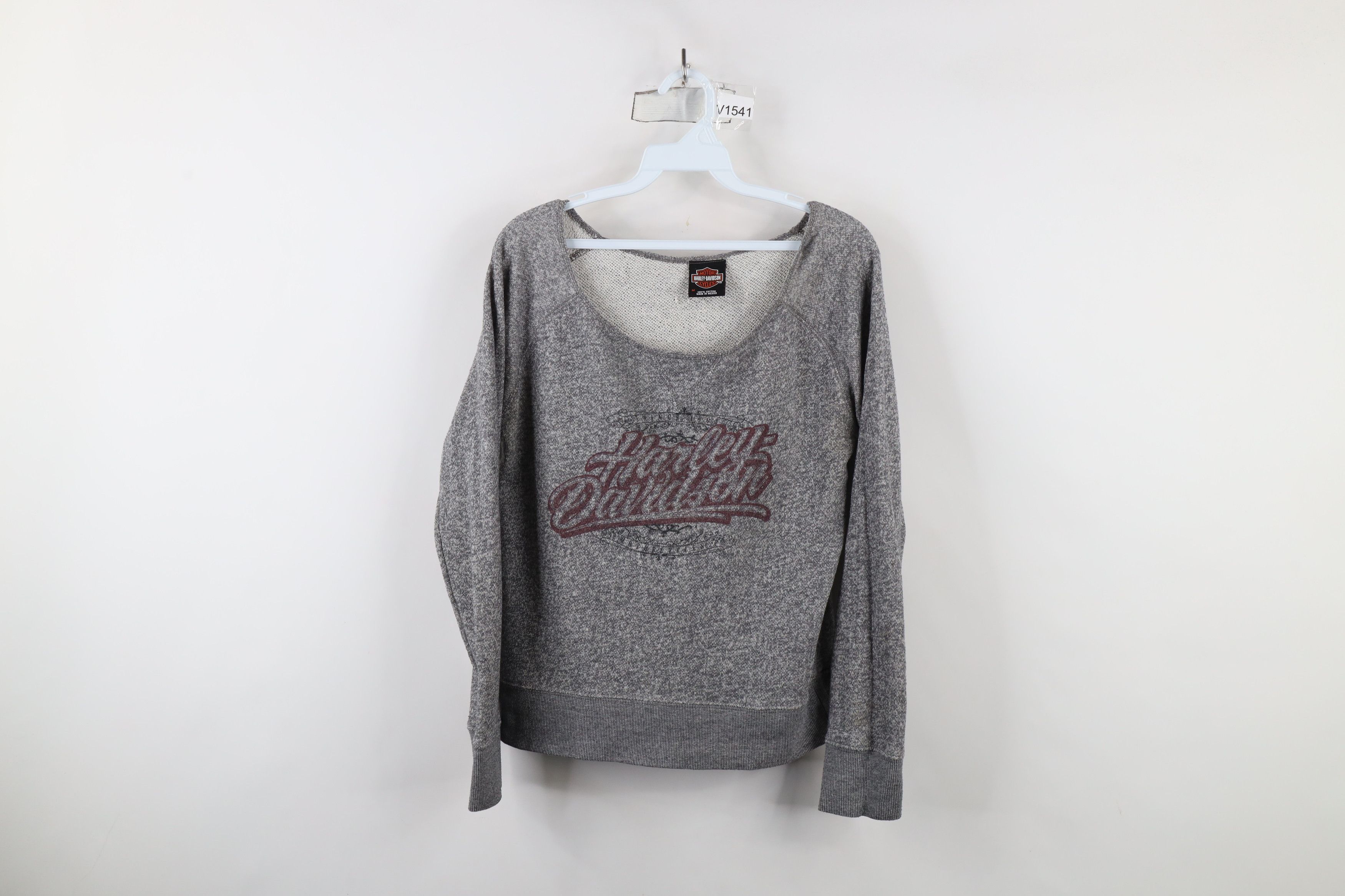Harley Davidson × Vintage Vintage Harley Davidson Spell Script Jersey Knit Sweatshirt Size M / US 6-8 / IT 42-44 - 1 Thumbnail