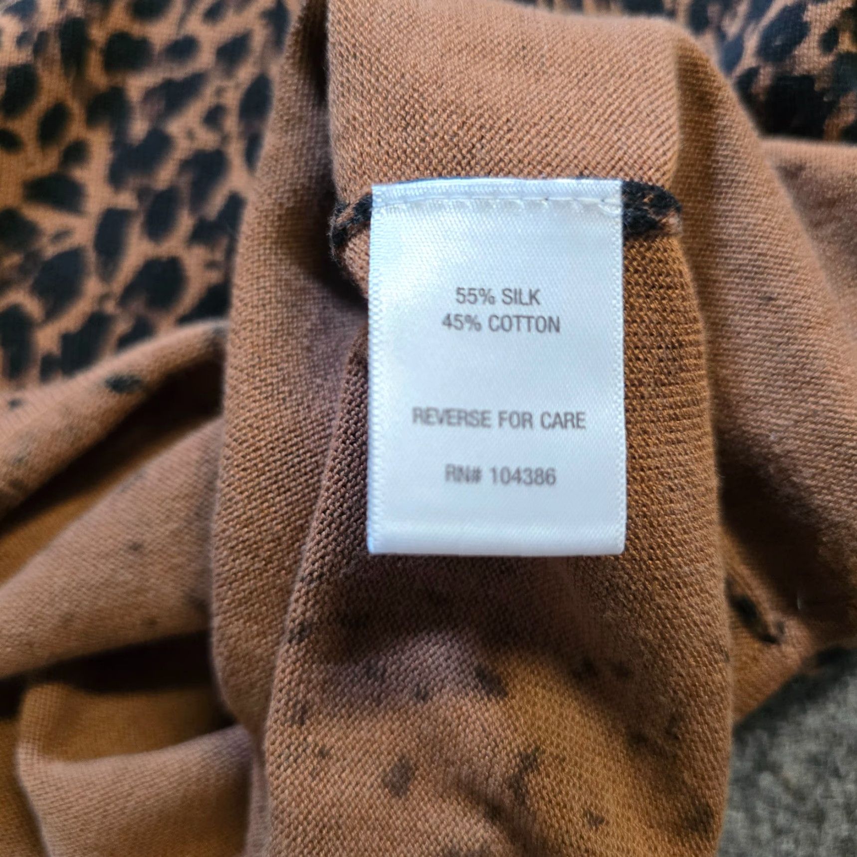 Vintage Garnet Hill Sweater Womens Large Brown Leopard Silk Blend Knit Long Sleeve Pullover Regular Fit Lightweight Crew Neck Pattern: Animal Print Size L / US 10 / IT 46 - 7 Thumbnail