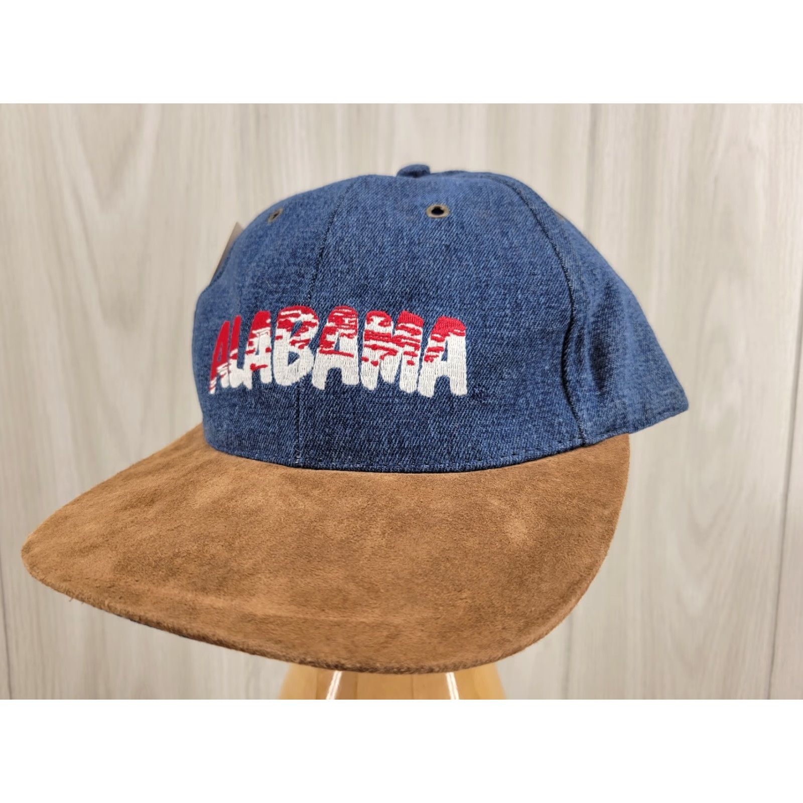 Denime VINTAGE Alabama Crimson Tide Hat Denim Suede JJ of Dallas Men One Size Blue Hat Size ONE SIZE - 3 Thumbnail