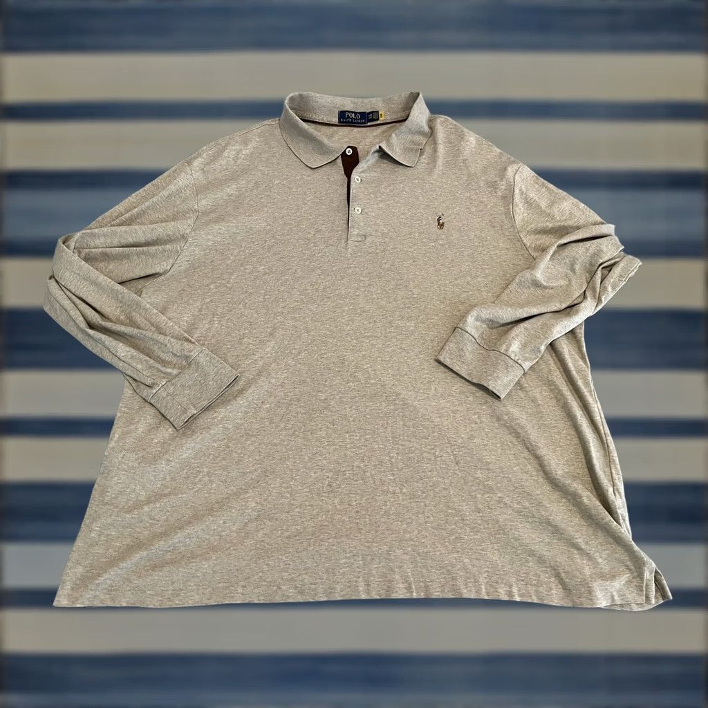 Polo Ralph Lauren Polo Ralph Lauren Long Sleeve Shirt Light Brown Pony Mens 4XB Big 4X Brown Cotton Polo Shirts Mens Size US XXL / EU 58 / 5 - 1 Thumbnail