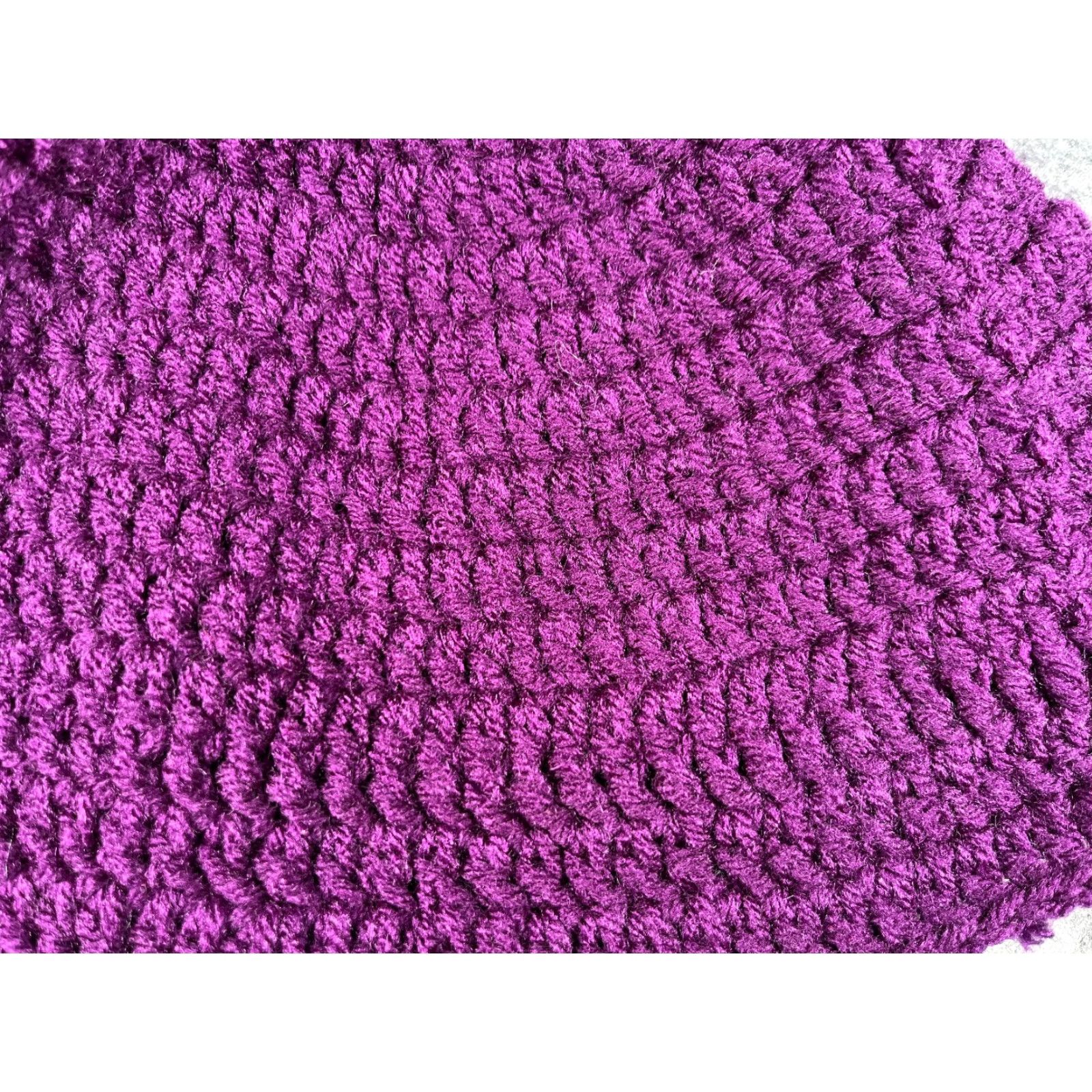 Vintage Handmade Beanie Adult One Size Purple Crochet Knit Breathable Acrylic Toque Outdoor Ski Size ONE SIZE - 2 Thumbnail