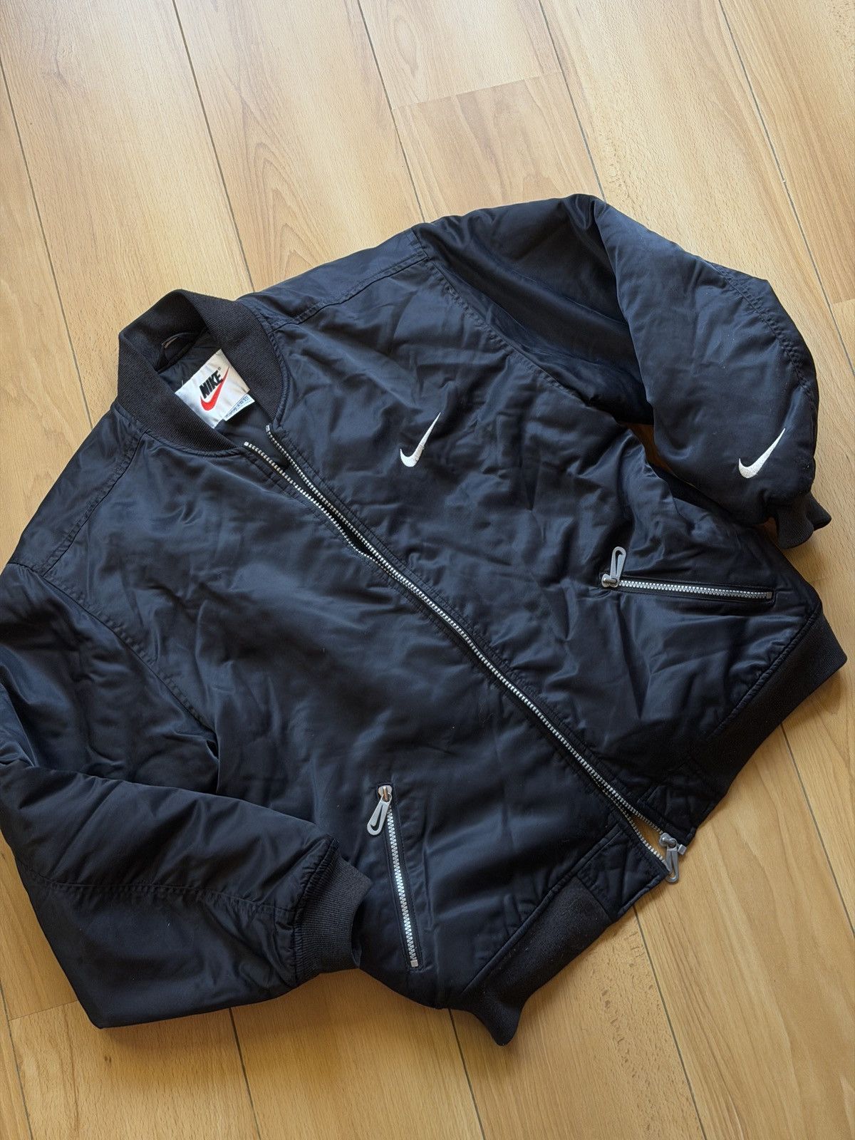 Nike Nike vintage black bomber jacket big logo Size US M / EU 48-50 / 2 - 14 Thumbnail