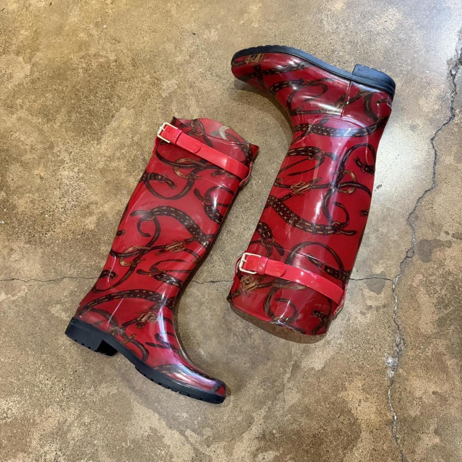 Lauren Ralph Lauren Horseshoe Belt Red Ralph Lauren Rain Boots Size US 8 / IT 38 - 2 Thumbnail
