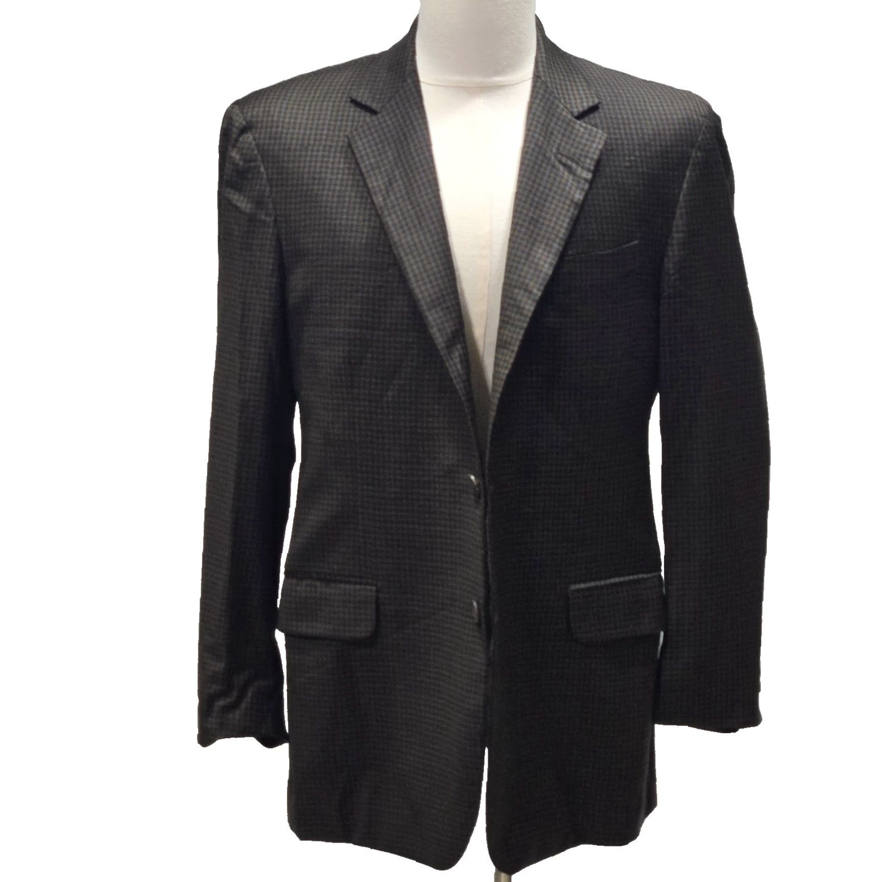 Robert Talbott Robert Talbott Blazer Wool Carmel Jacket Mens Size 40R Check Vintage Two-Button Front Shawl Lined Double-Vented Carded Pattern Brown Men Size 40R - 2 Thumbnail