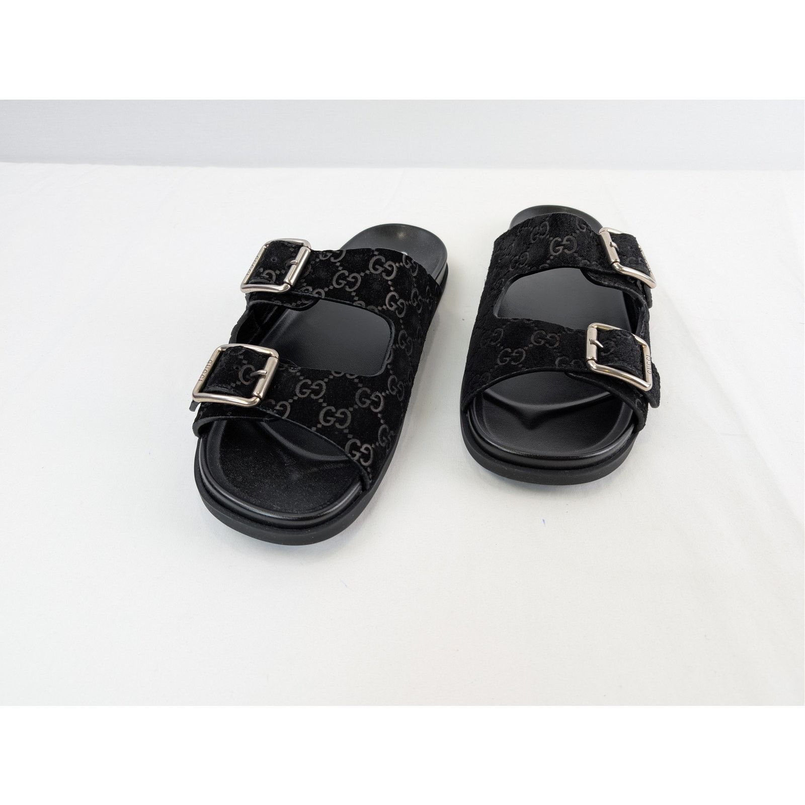 Gucci o1rshd1 GG Suede Slide Sandals in Black Size US 11.5 / EU 44-45 - 8 Thumbnail
