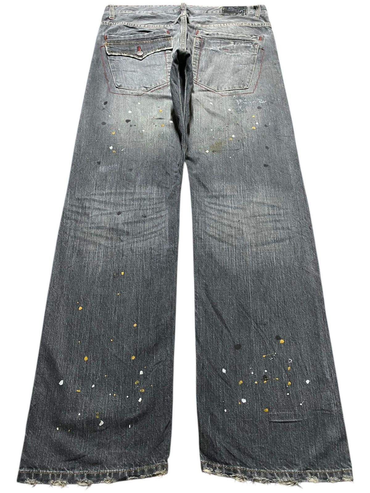 RATS JAPAN Vintage Rattle Trap Paint Splatter Distressed Loose Jeans Size US 35 - 2 Thumbnail