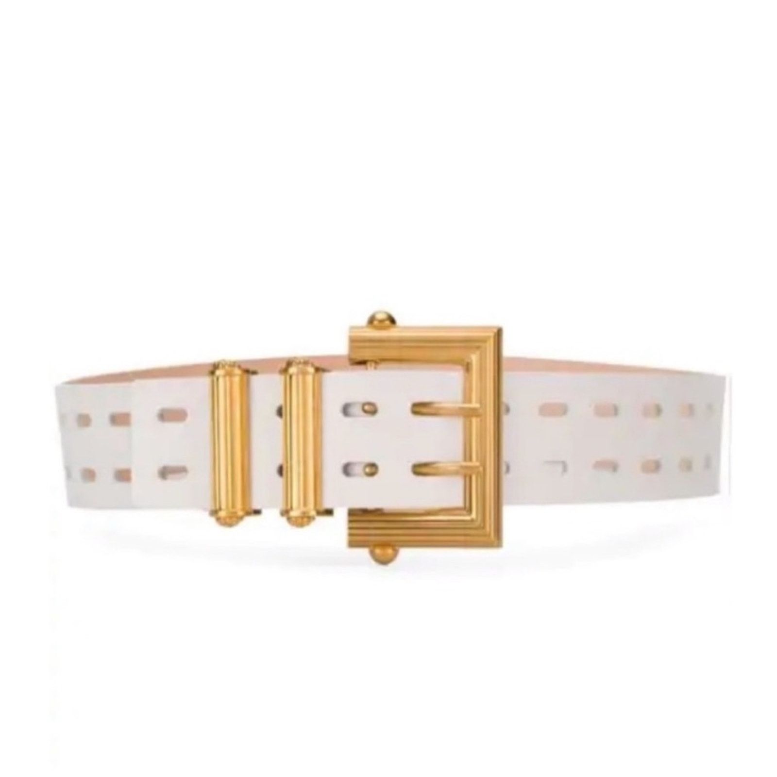 Versace VERSACE Square Buckle Leather Belt White Three Prong 85/34 Size ONE SIZE - 2 Thumbnail