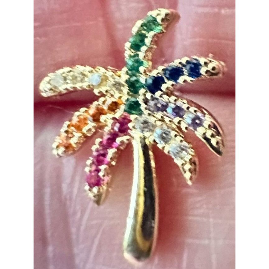Handmade Palm Tree Earrings Rhinestones Posts 0. 25 in L New Cruise I Size ONE SIZE - 11 Thumbnail