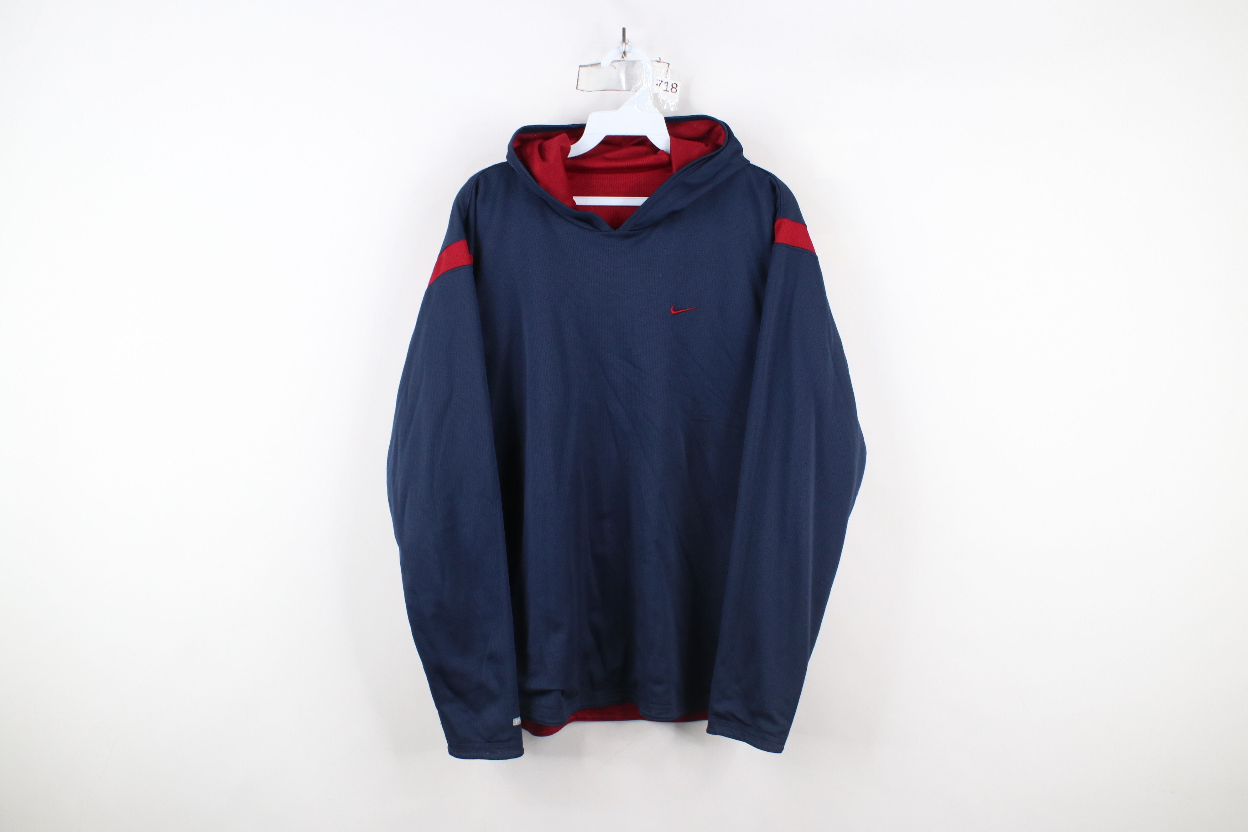 Nike × Vintage Vintage Nike Mini Swoosh Reversible Knit Hoodie Red Blue Size US S / EU 44-46 / 1 - 10 Thumbnail