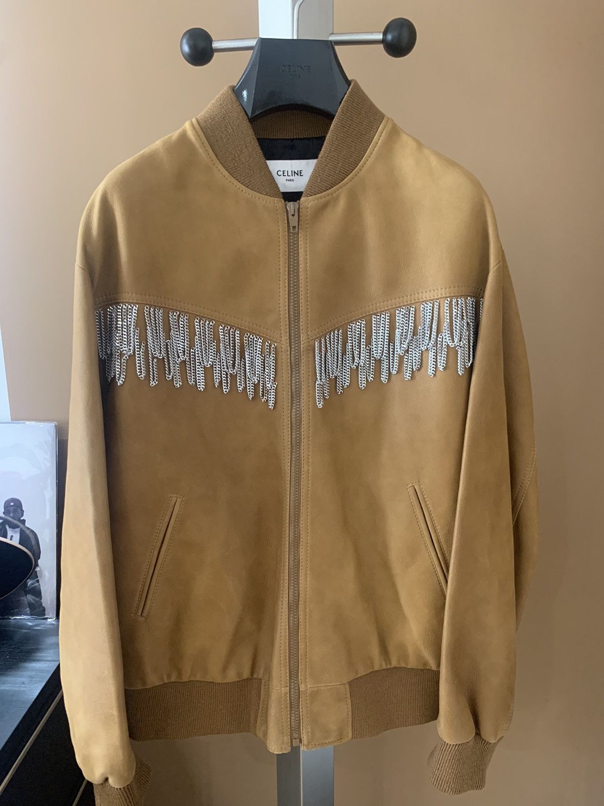 Celine Celine 2023SS Brown Teddy lambskin jacket with metal fringes Size US M / EU 48-50 / 2 - 1 Thumbnail