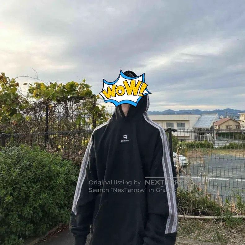 Balenciaga Balenciaga Side Stripe Embroidered Logo Hooded Sweatshirt Size US M / EU 48-50 / 2 - 7 Thumbnail