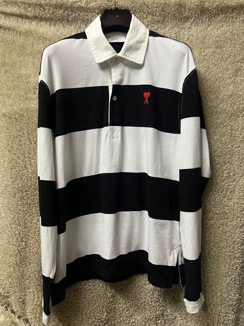AMI AMI Men's Striped Long Sleeve Polo Size US S / EU 44-46 / 1 - 1 Thumbnail