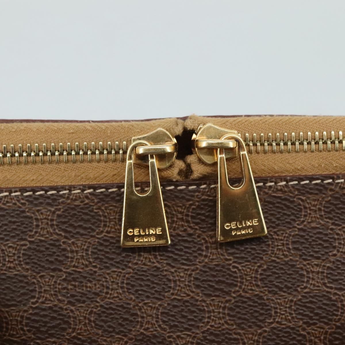 Celine CELINE Macadam Canvas Hand Bag Pvc Leather Brown Gold Size ONE SIZE - 9 Thumbnail