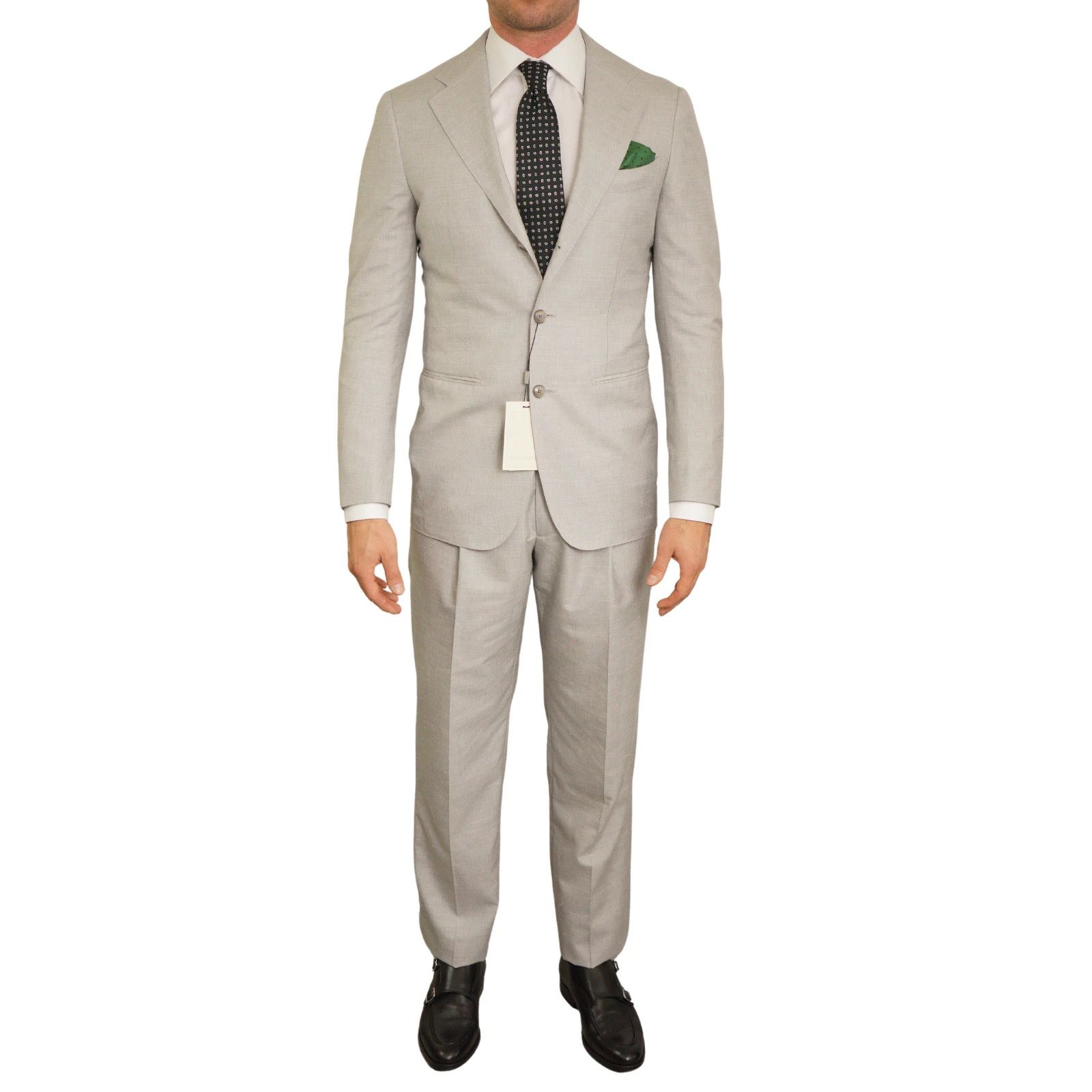 Suitsupply Men Suitsupply Suit Havana Jetted Mid Grey Wool & Linen US34 Size 34R - 1 Thumbnail