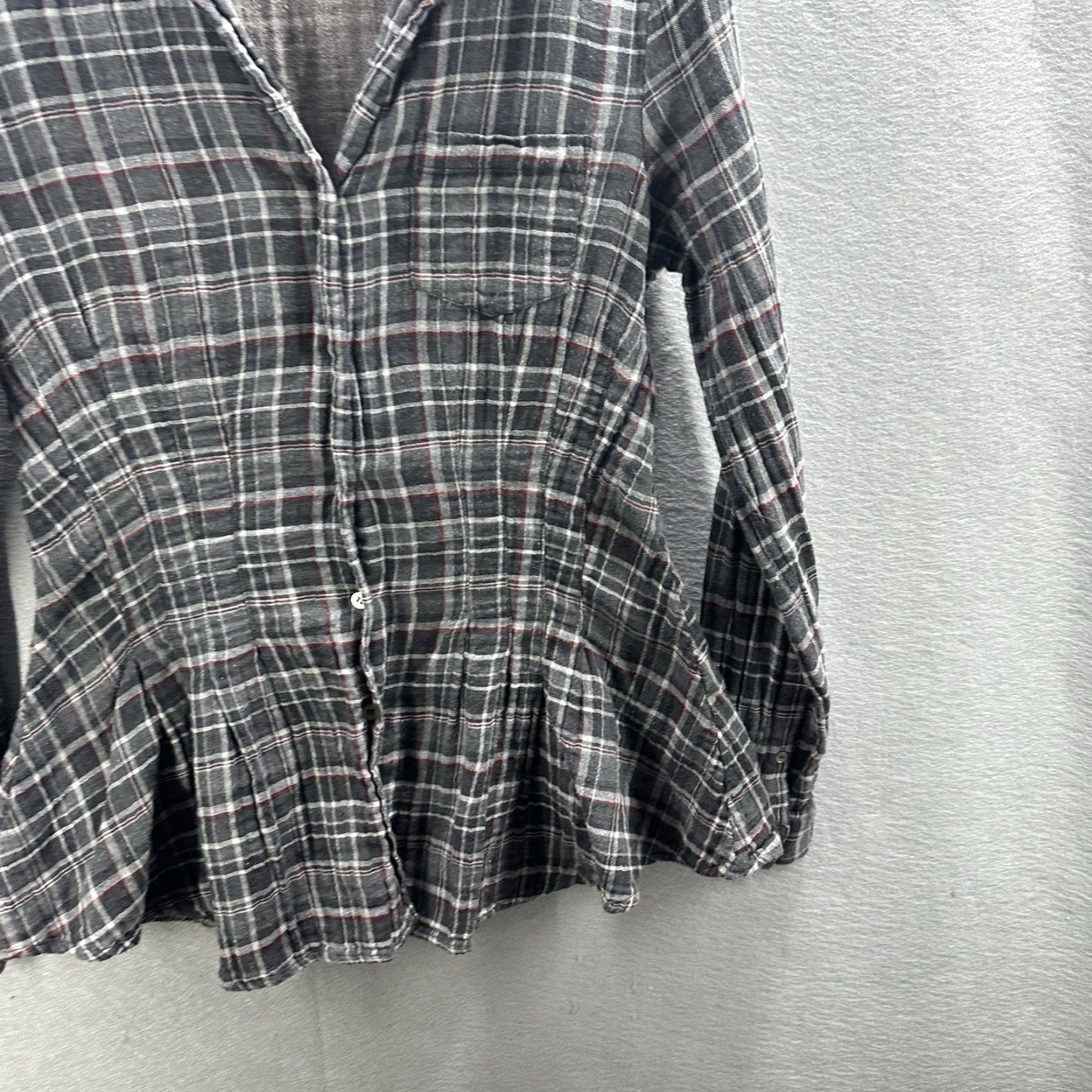 Opening Ceremony Opening Ceremony Peplum Blouse Womens Large Gray Plaid Muslin Quiet Luxury Cottage Size L / US 10 / IT 46 - 4 Thumbnail