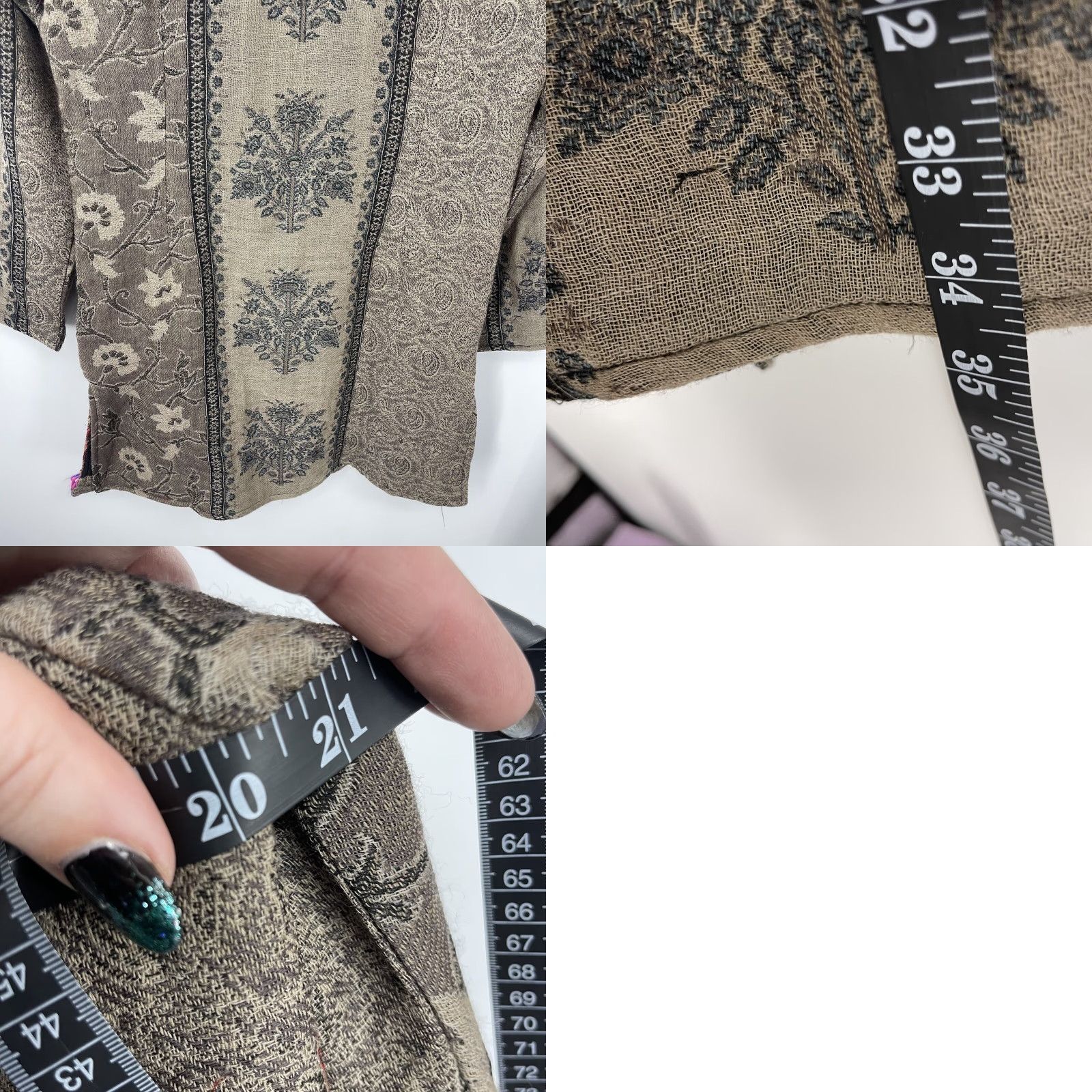 Vintage Anu Wool Sweater Women Small Floral Patchwork Cardigan Casual Brown Bohemian Size S / US 4 / IT 40 - 8 Thumbnail