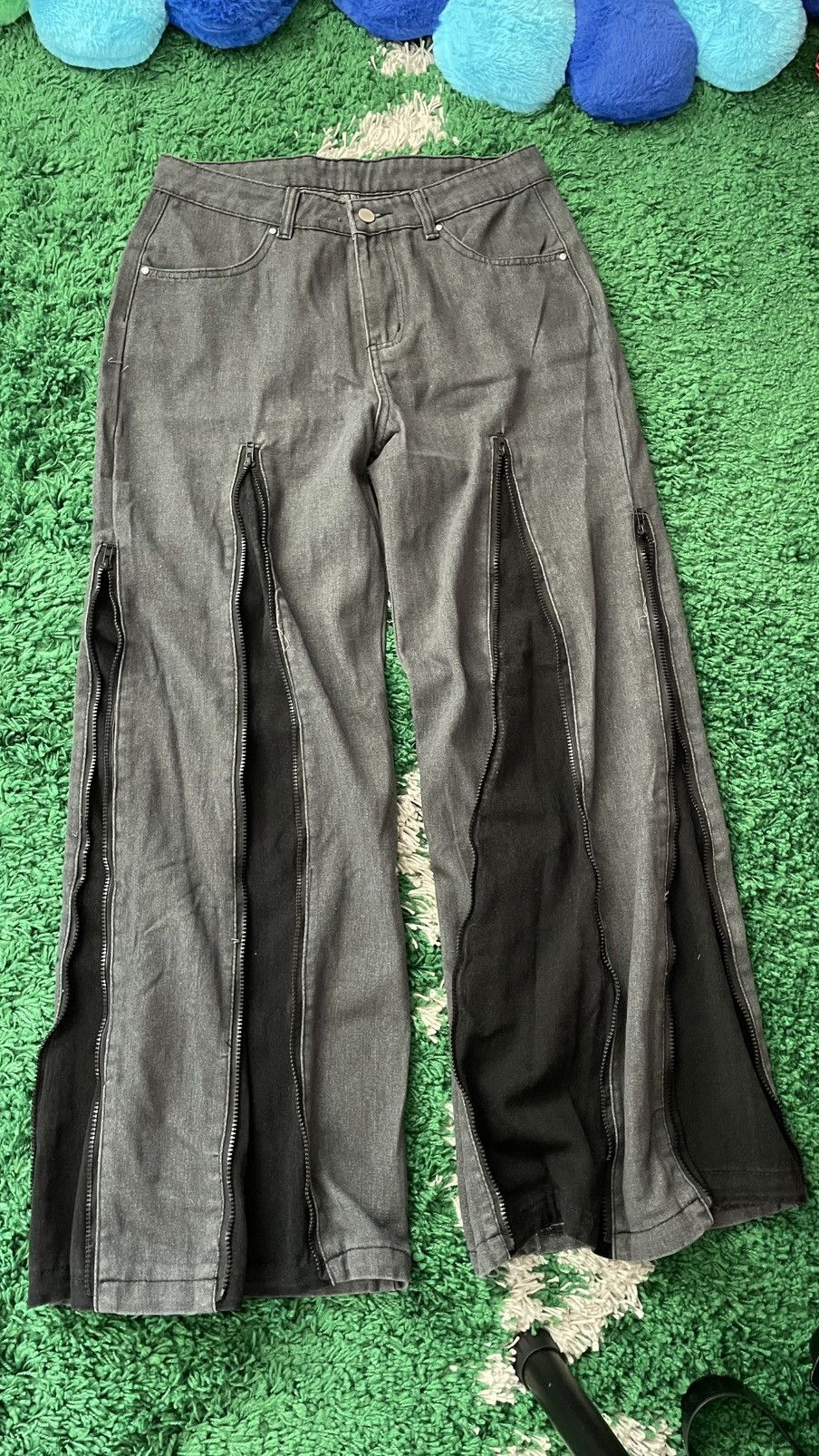 Vintage Flare baggy zipper jeans flared goth Size US 31 - 3 Thumbnail