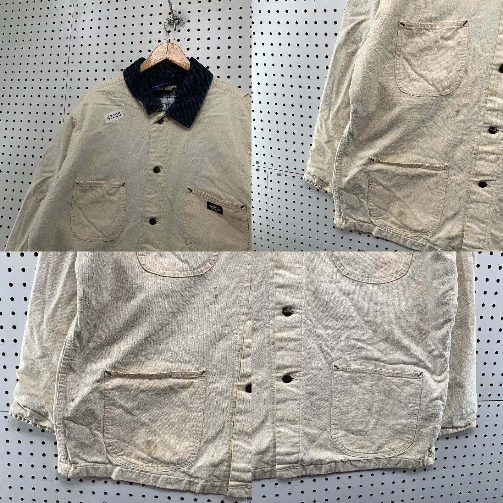 Dickies VINTAGE Dickies Chore Coat Mens XL White Plaid Flannel Lined DIstressed Coat Size US XL / EU 56 / 4 - 8 Thumbnail
