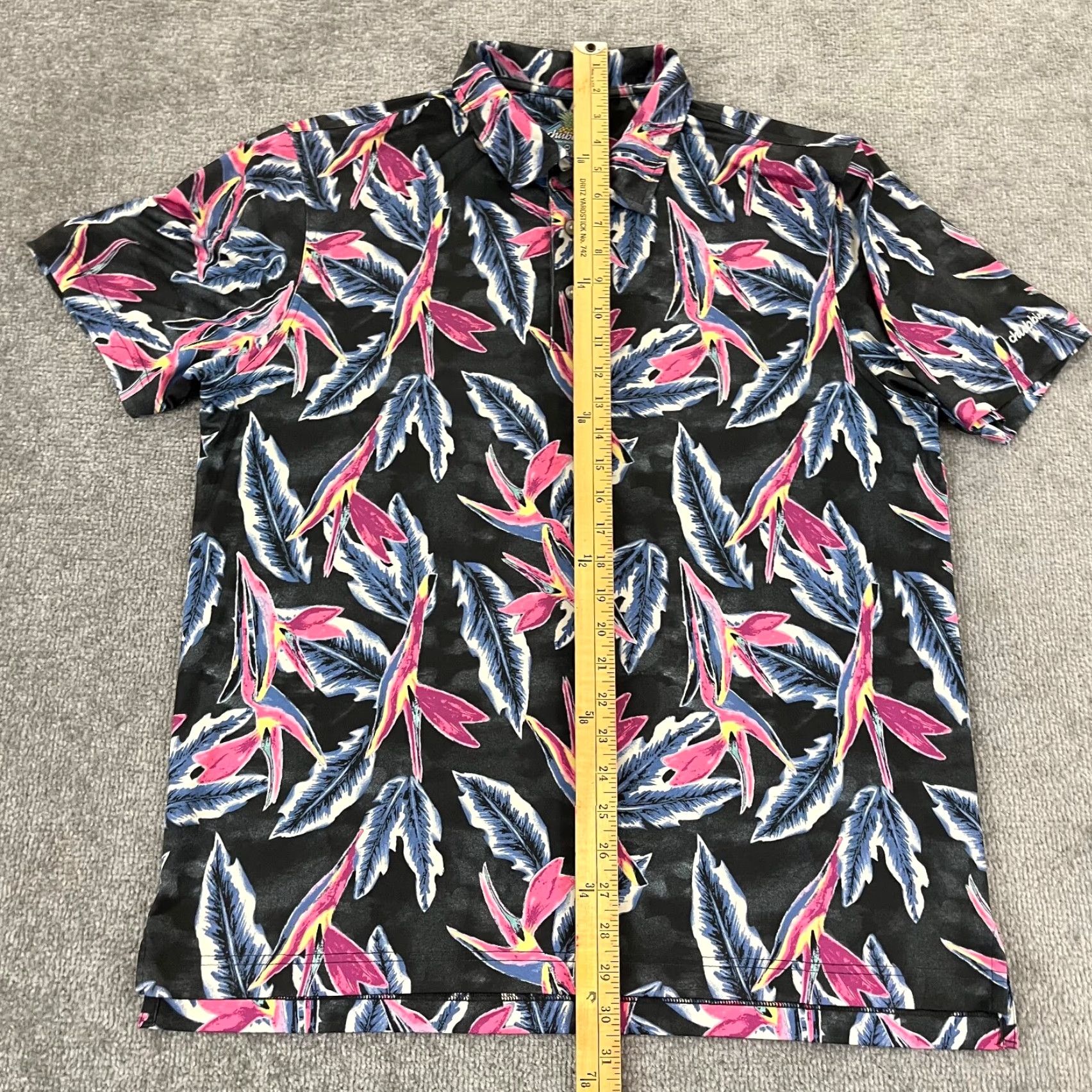 Chubbies CHUBBIES Polo Shirt Mens Medium Gray Pink Blue Floral Golf Performance Stretch Shirt Size US M / EU 48-50 / 2 - 5 Thumbnail