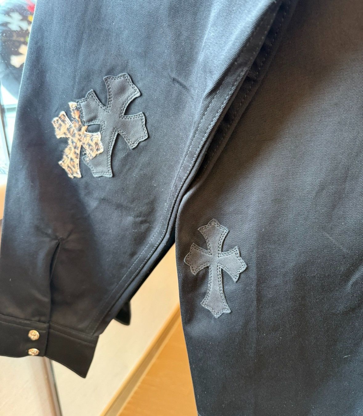 Chrome Hearts Leopard black cross patch work dog shirt jacket Size US XL / EU 56 / 4 - 4 Thumbnail