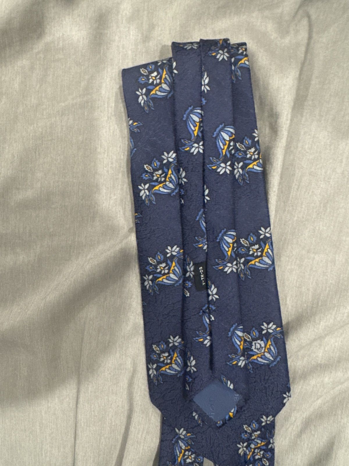 Christian Dior Monsieur Christian Dior Navy Floral Silk Tie | With COA Size ONE SIZE - 2 Thumbnail